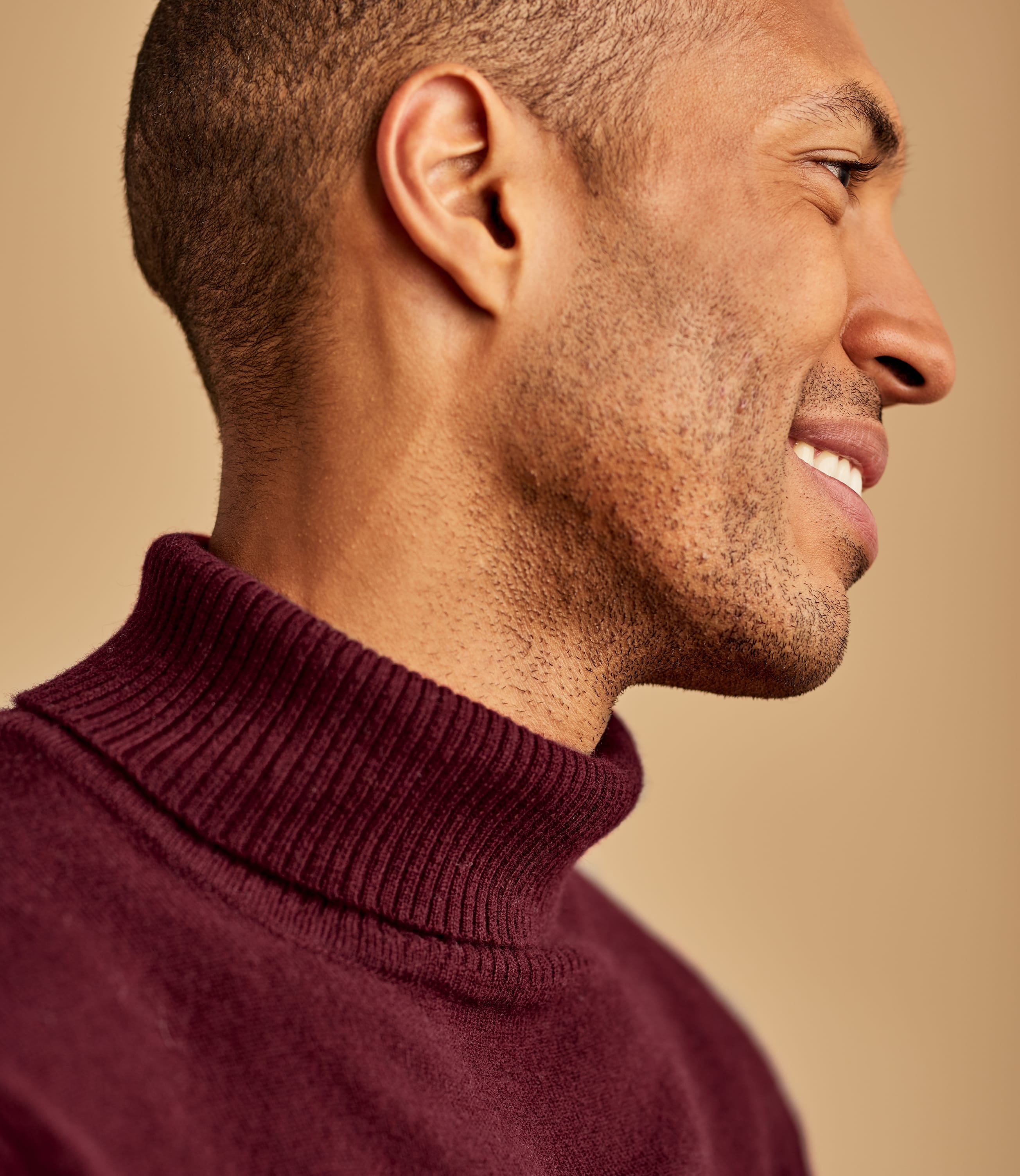 Plum | Mens Cashmere & Merino Polo Neck Jumper | WoolOvers UK