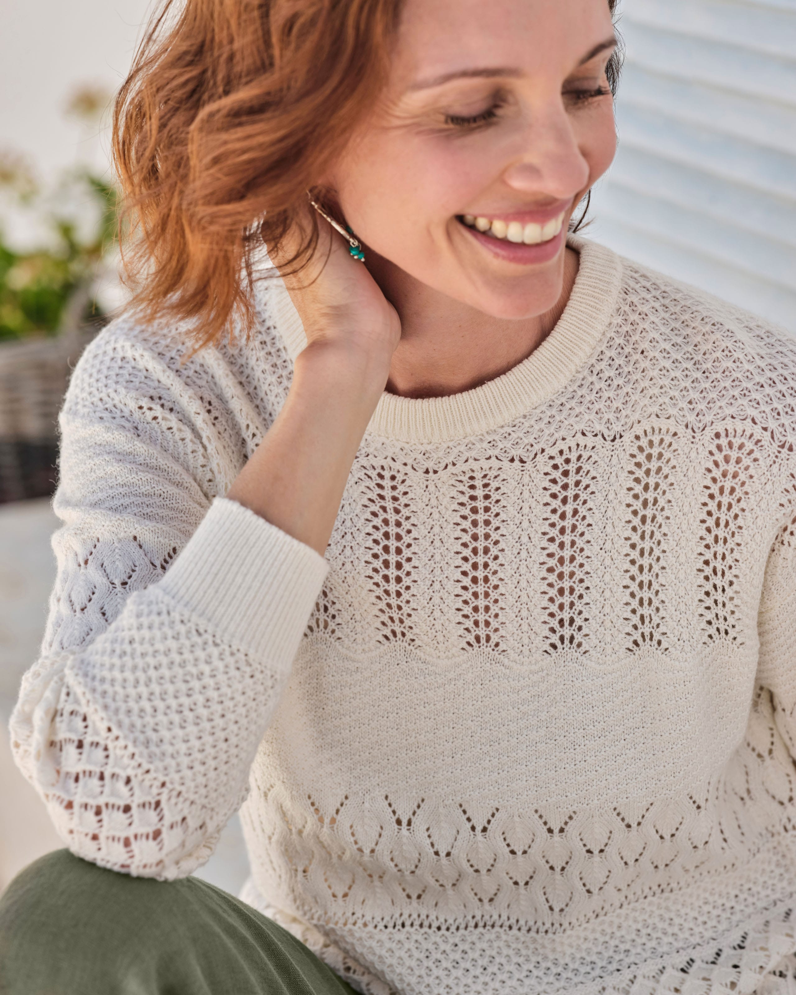 Cream Mixed Stitch Pointelle Jumper WoolOvers UK