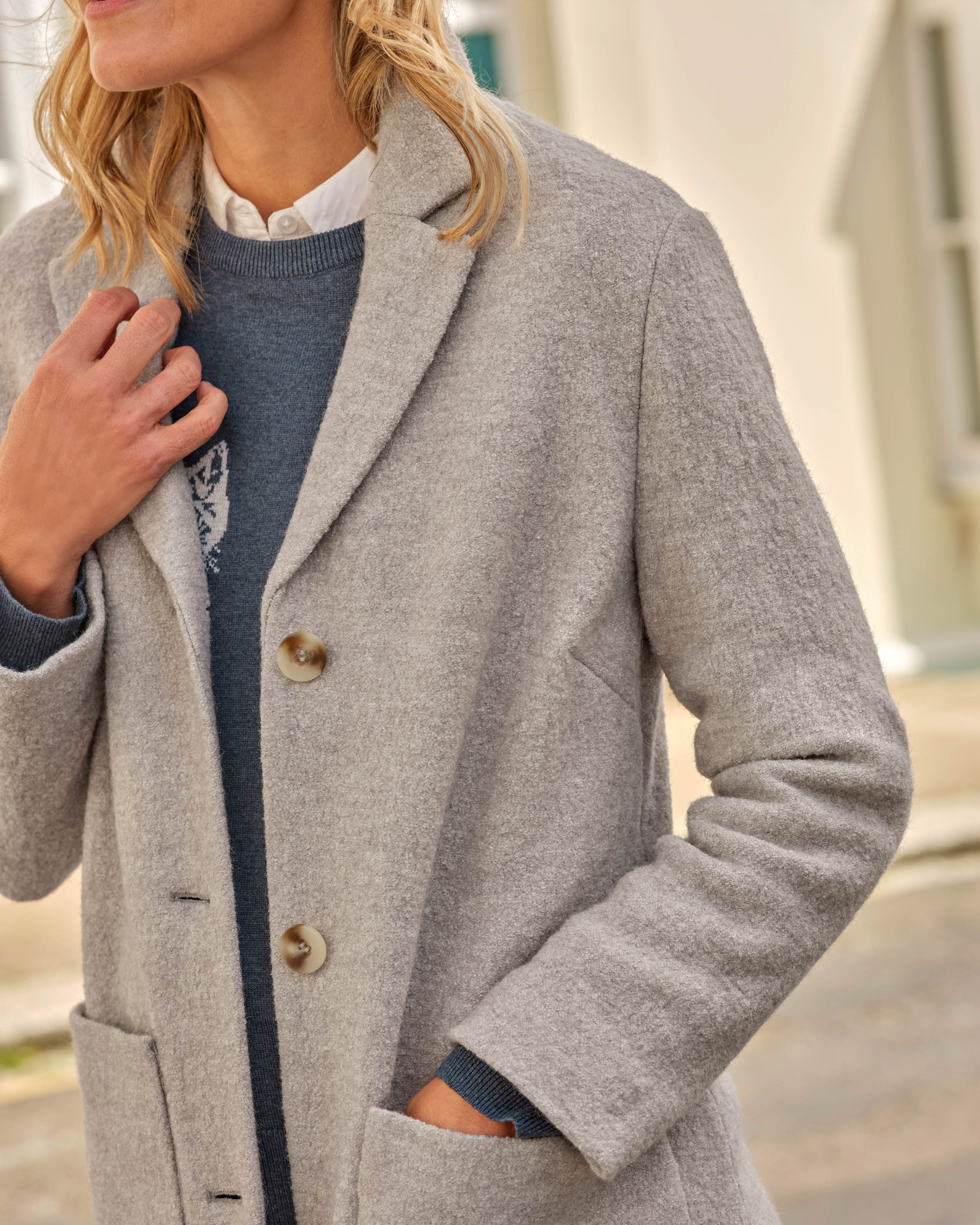 Kired Gray Pl Acrlic Wool Coat