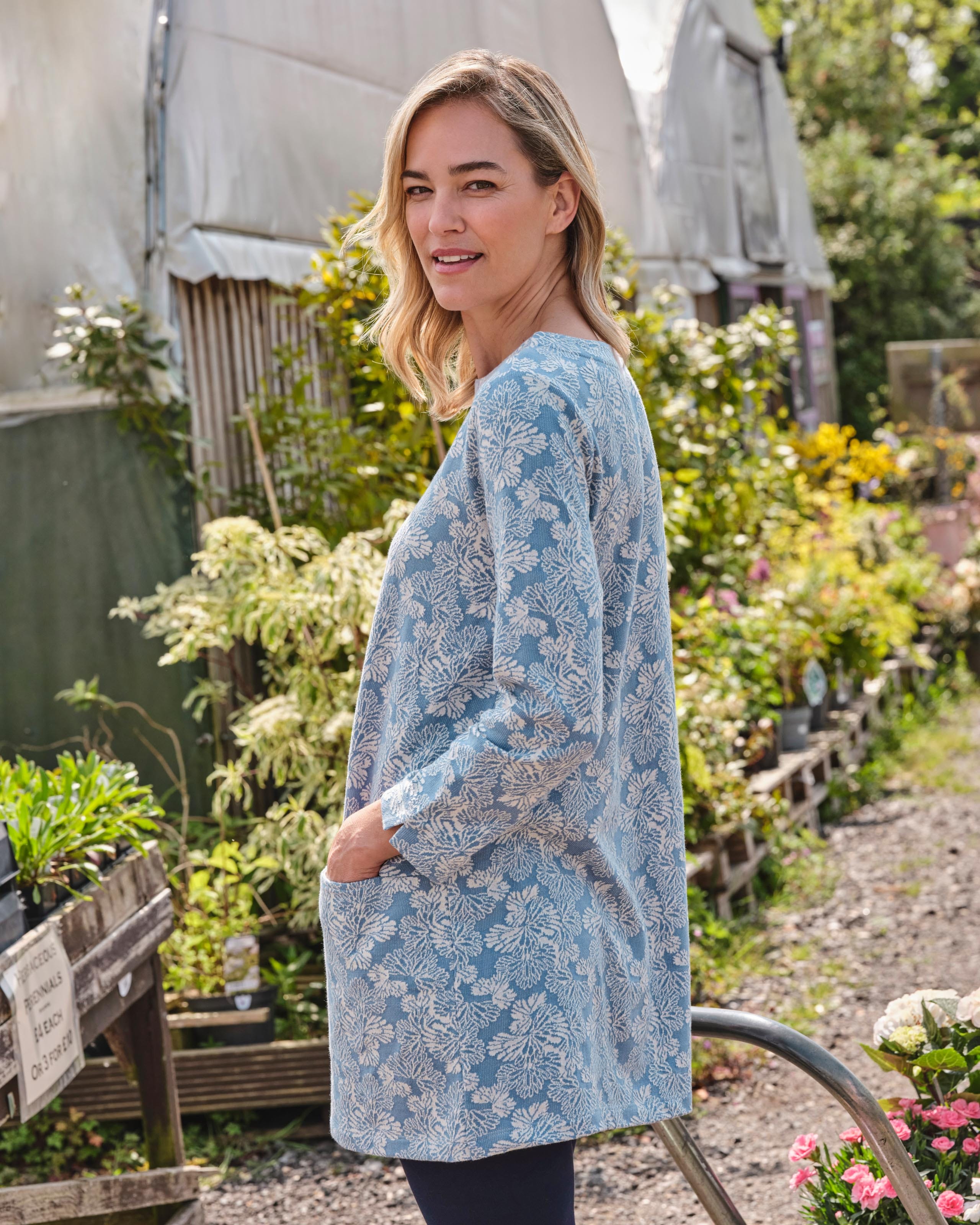 Floral Jacquard | Jacquard Boat Neck Jersey Tunic | WoolOvers UK