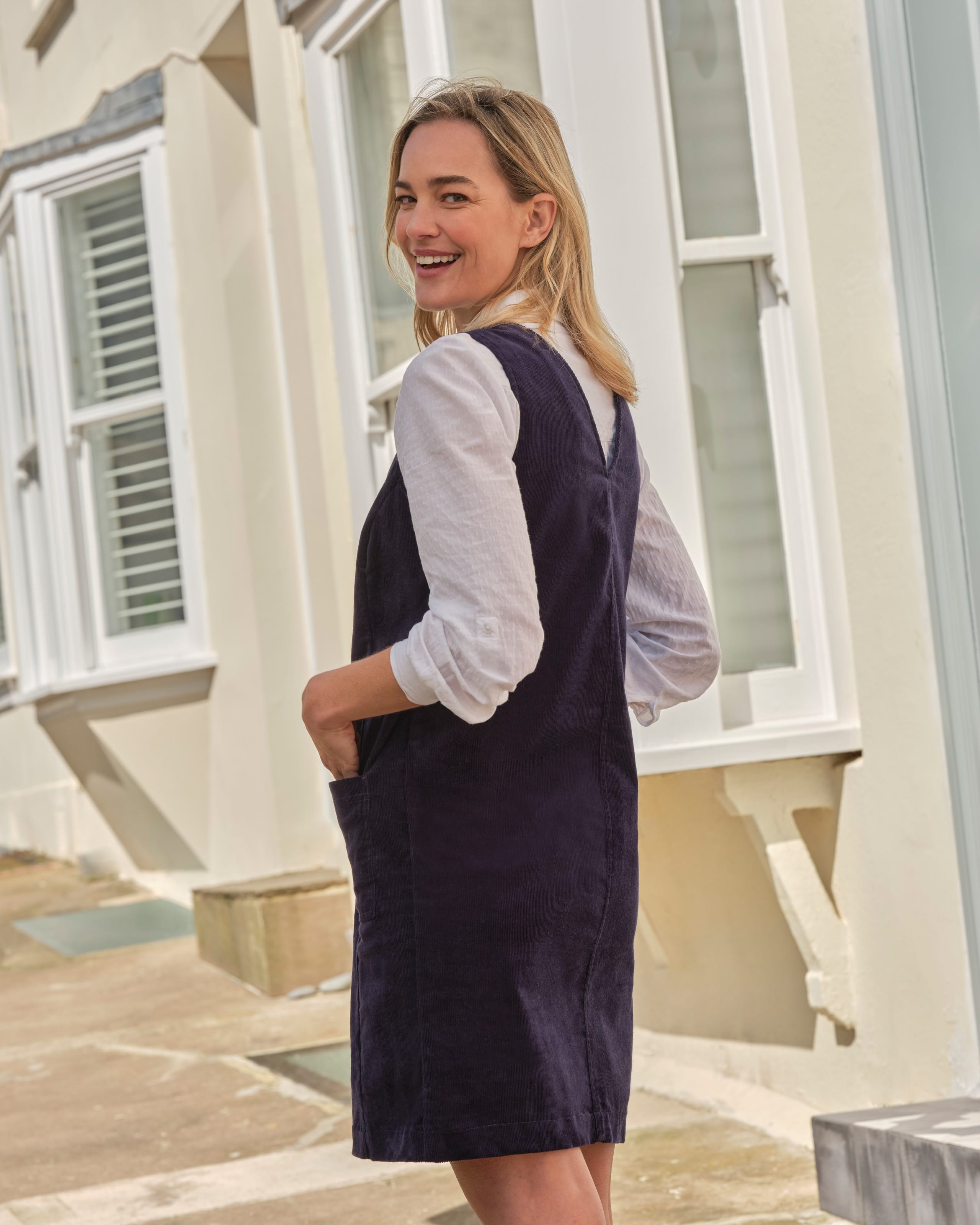 V-NECK PINAFORE DRESS