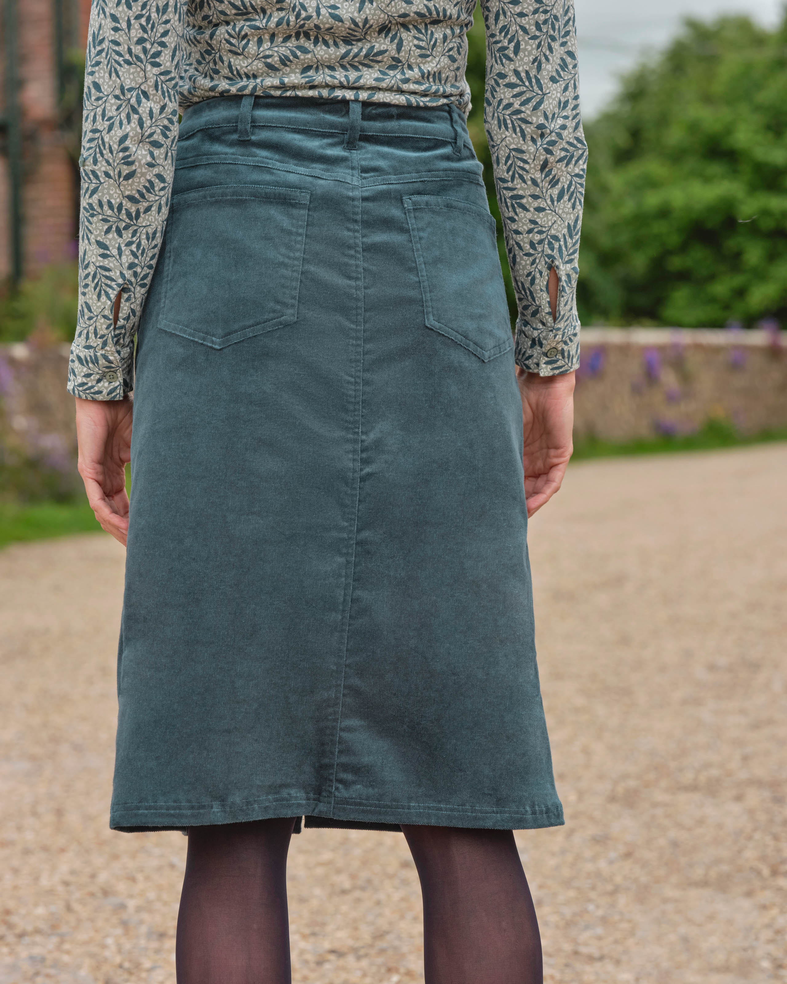 Teal Blue | Cord Aline Skirt | WoolOvers UK