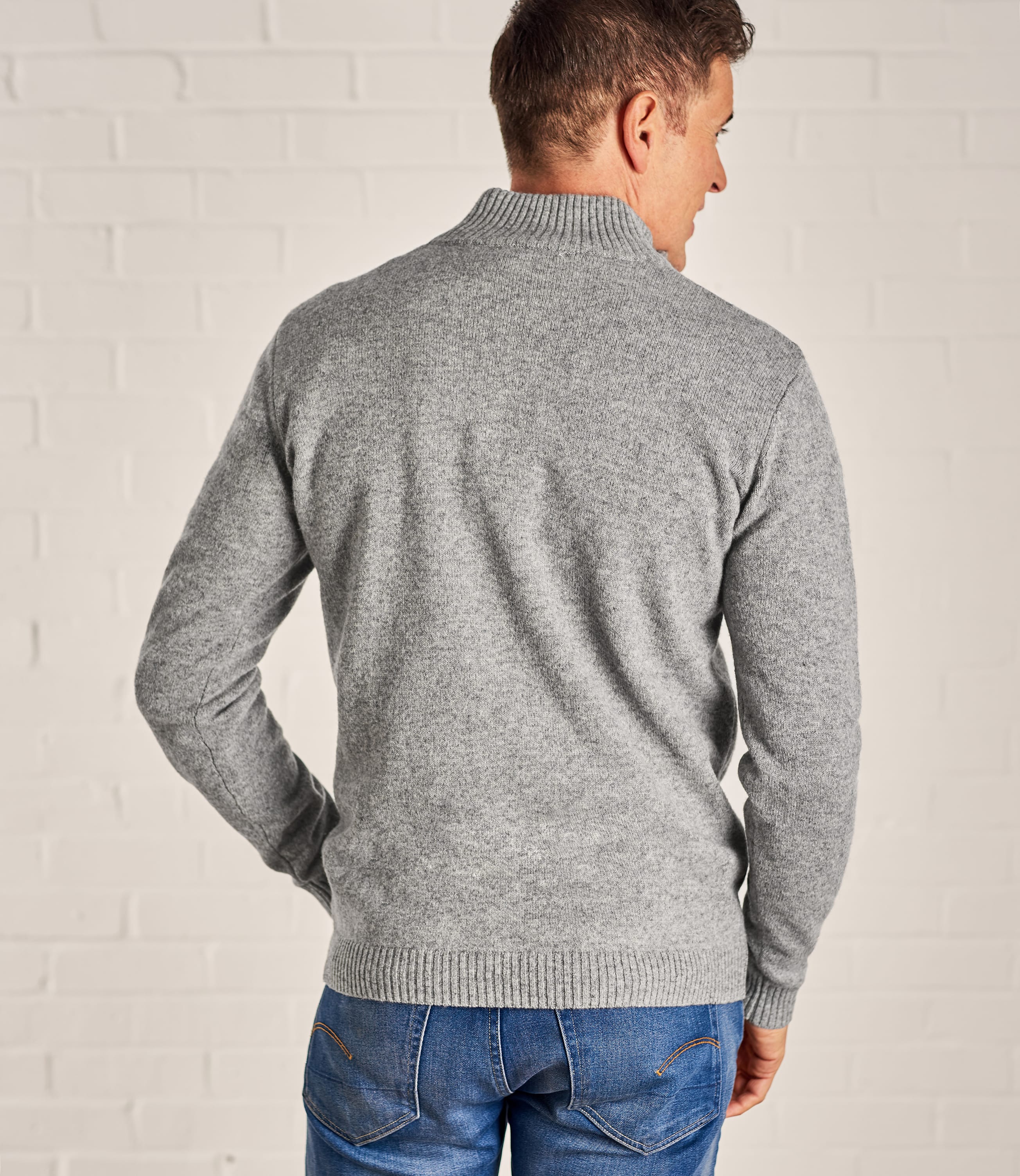 Flannel | Mens Lambswool Zip Neck Sweater | WoolOvers US