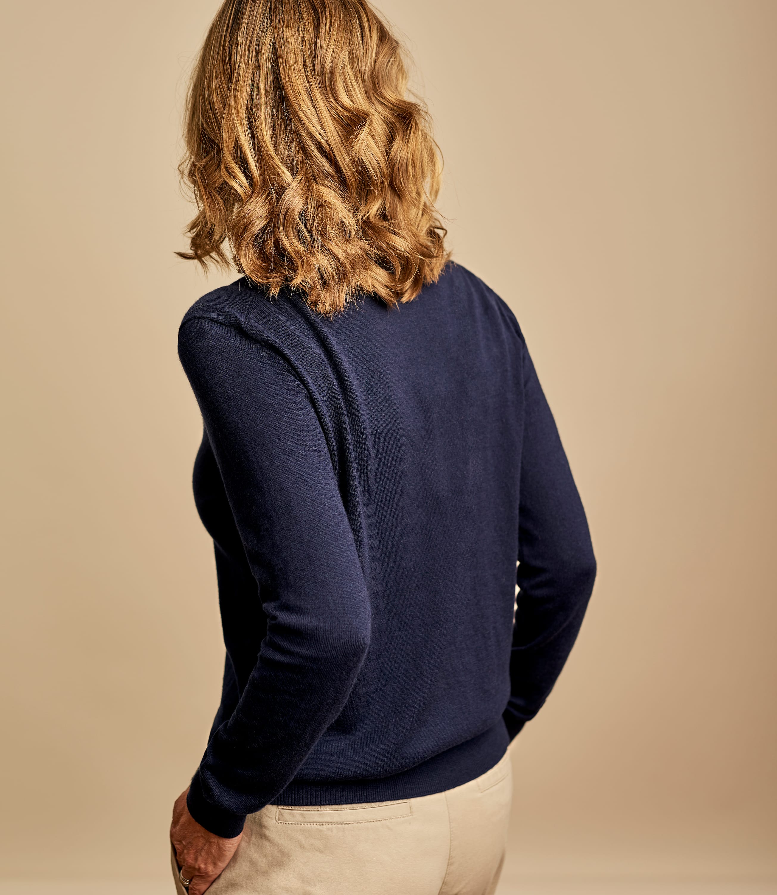 Navy Silk & Cotton Polo Neck Jumper WoolOvers AU