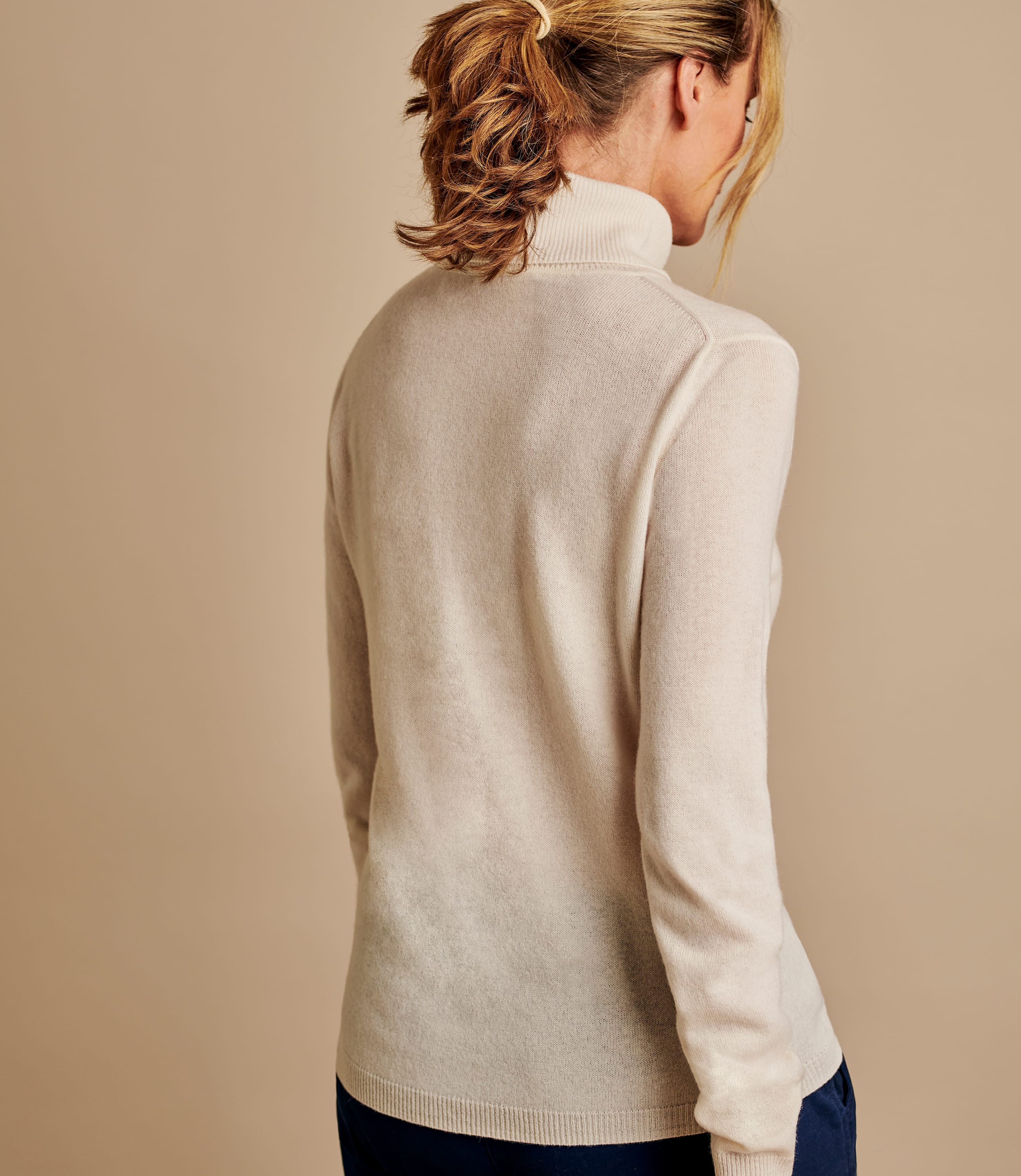 Cream Cashmere Merino Fitted Turtle Neck Knitted Sweater Woolovers Us