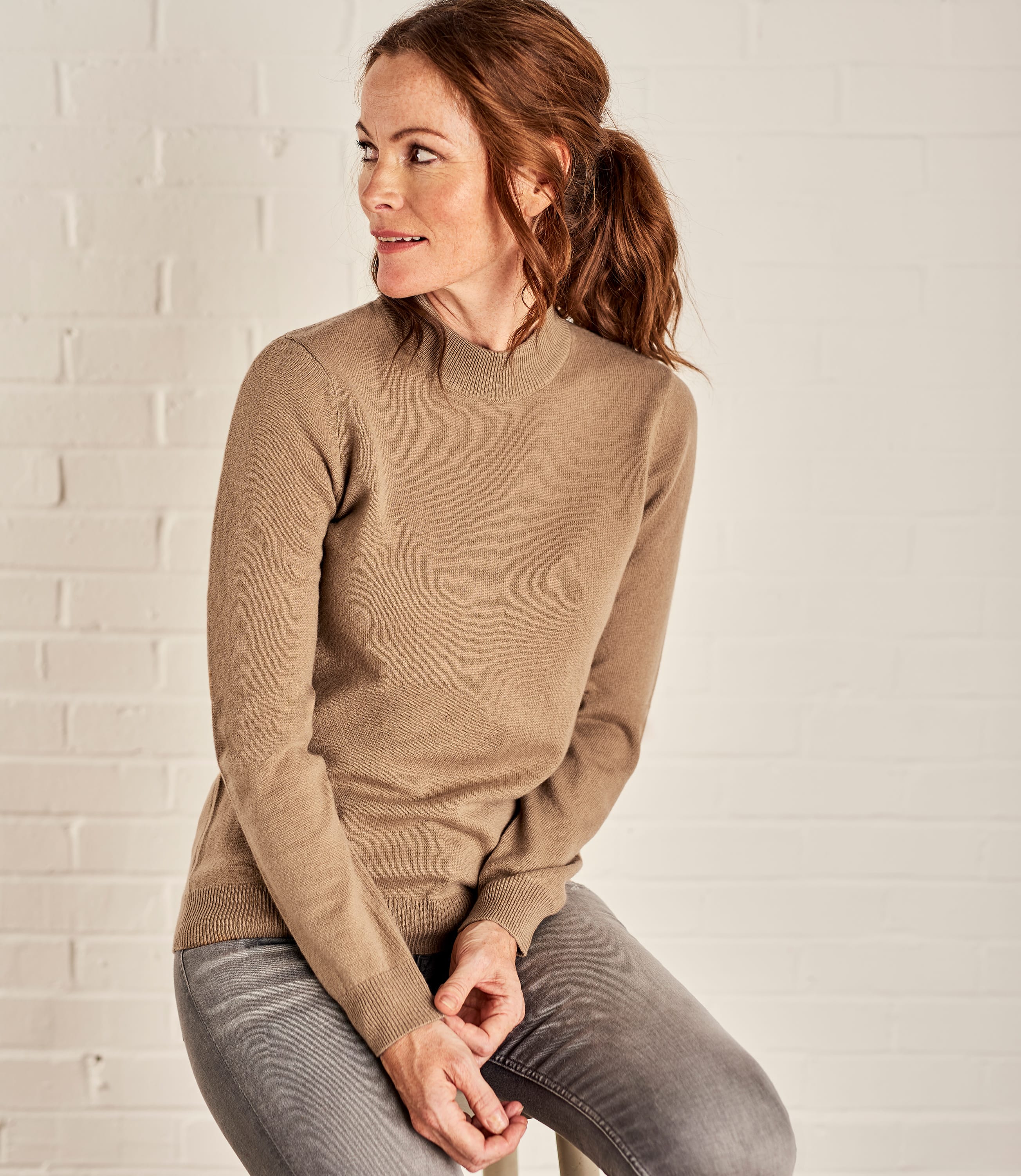 Camel Womens Cashmere And Merino Turtle Neck Jumper Woolovers Au