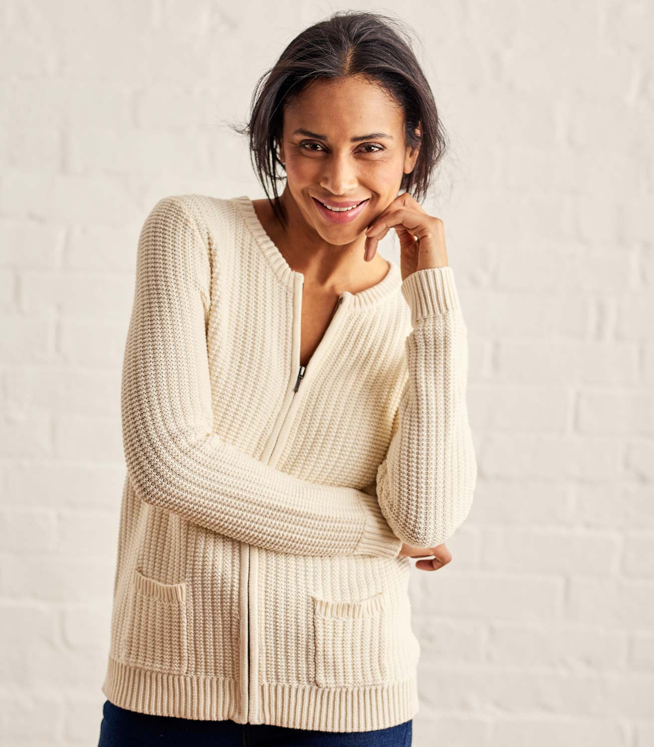 Cream Womens Cotton Dye Zip Jacket WoolOvers AU