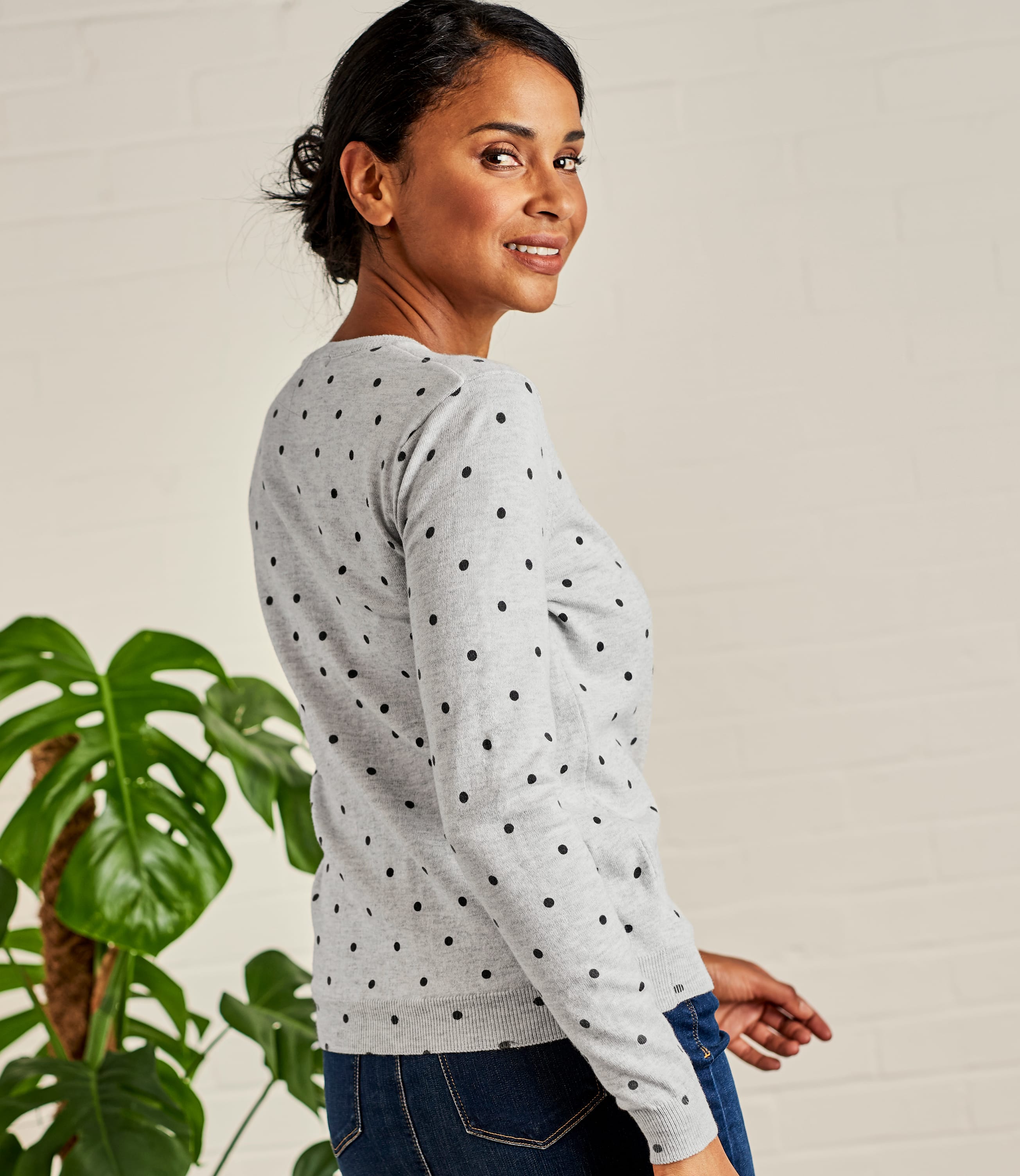 Grey Marl / Charcoal Womens Spot Cardigan WoolOvers AU