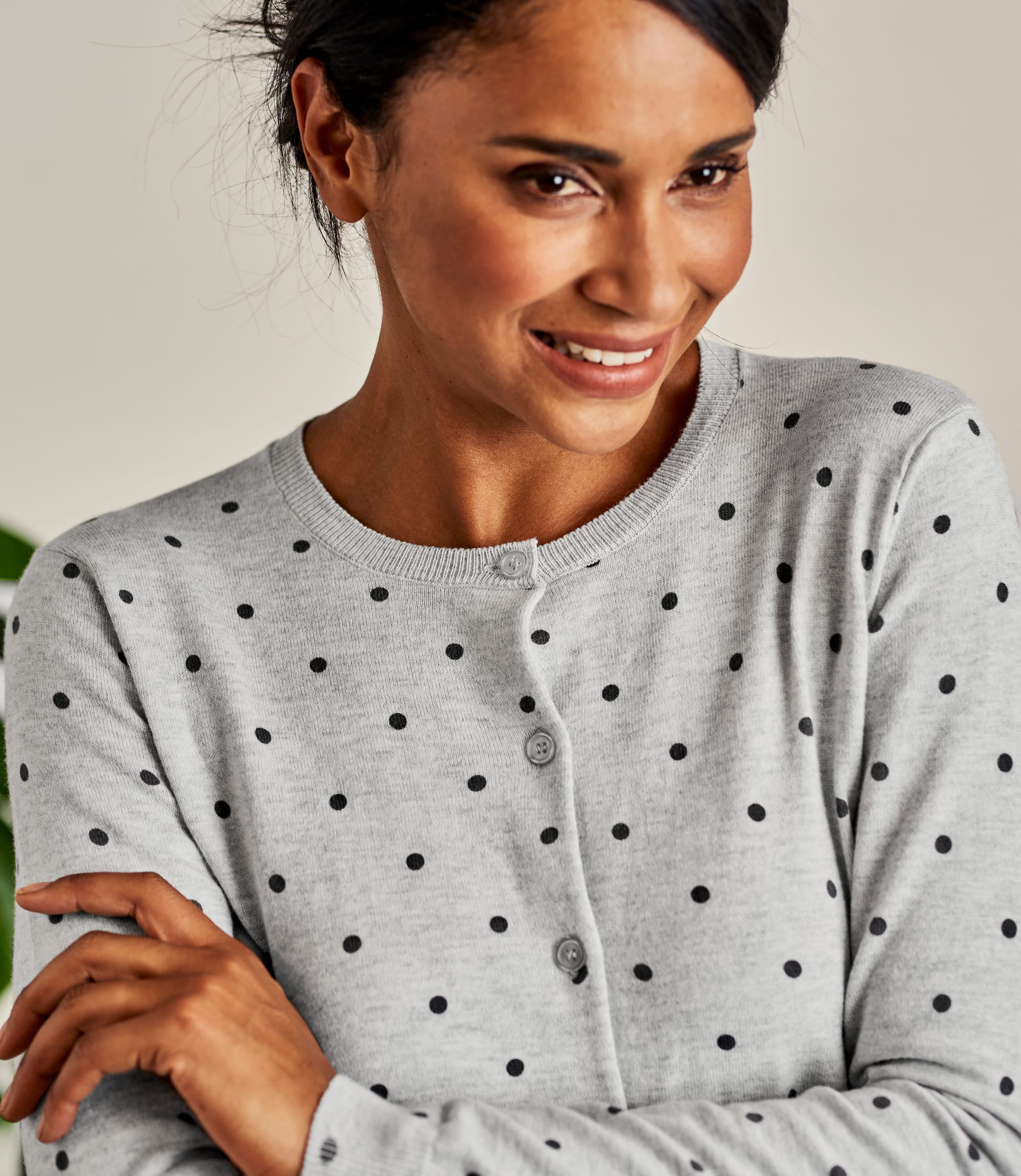 Grey Marl / Charcoal Womens Spot Cardigan WoolOvers AU