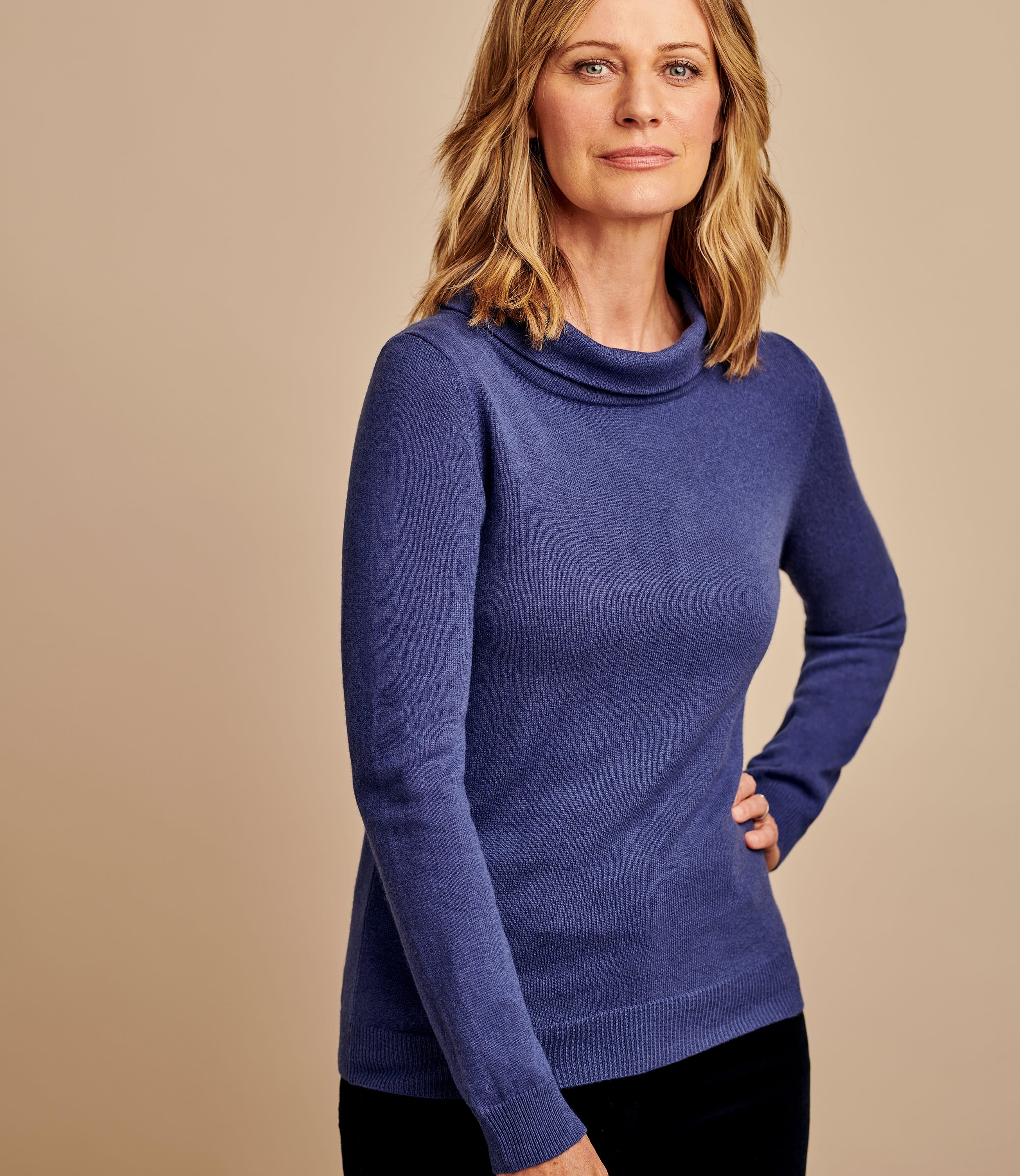Light Navy | Jackie Roll Neck | WoolOvers UK