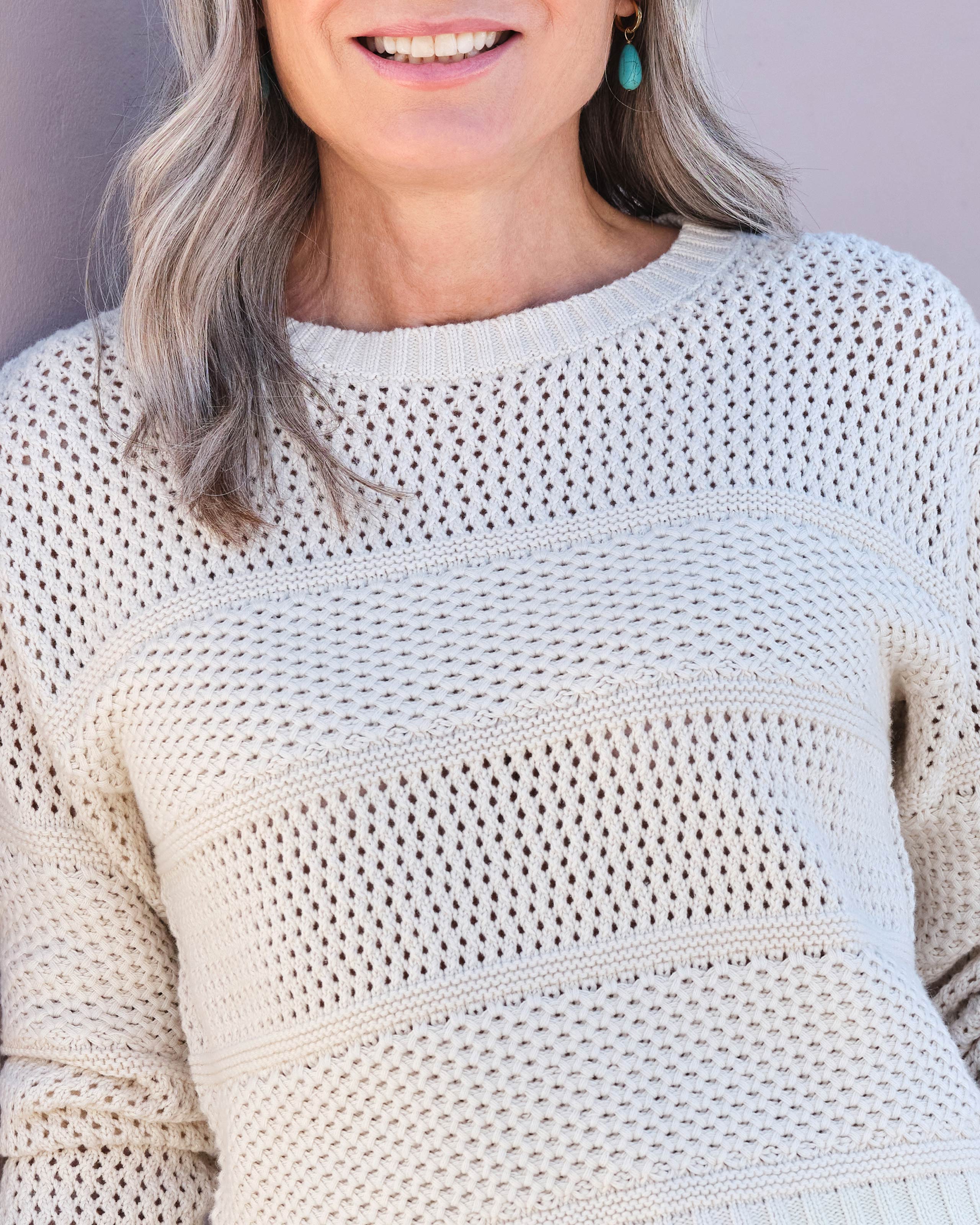 Cream | Textured Stitch Crew Neck Jumper | WoolOvers UK