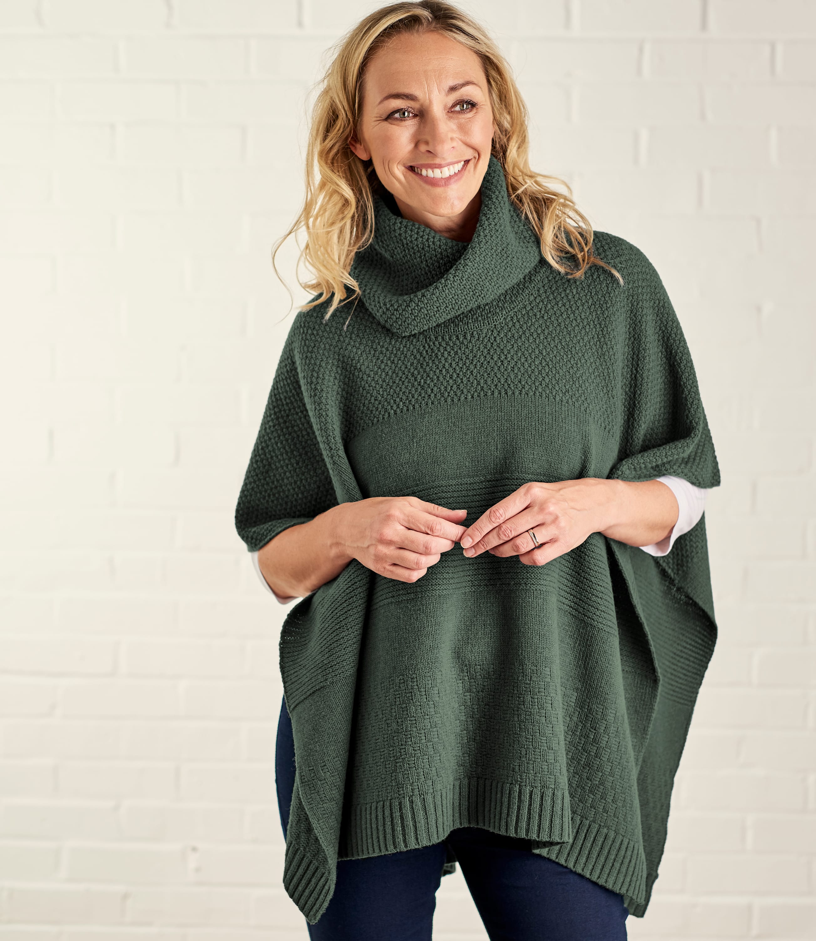 Thyme | Womens Roll Neck Poncho | WoolOvers UK