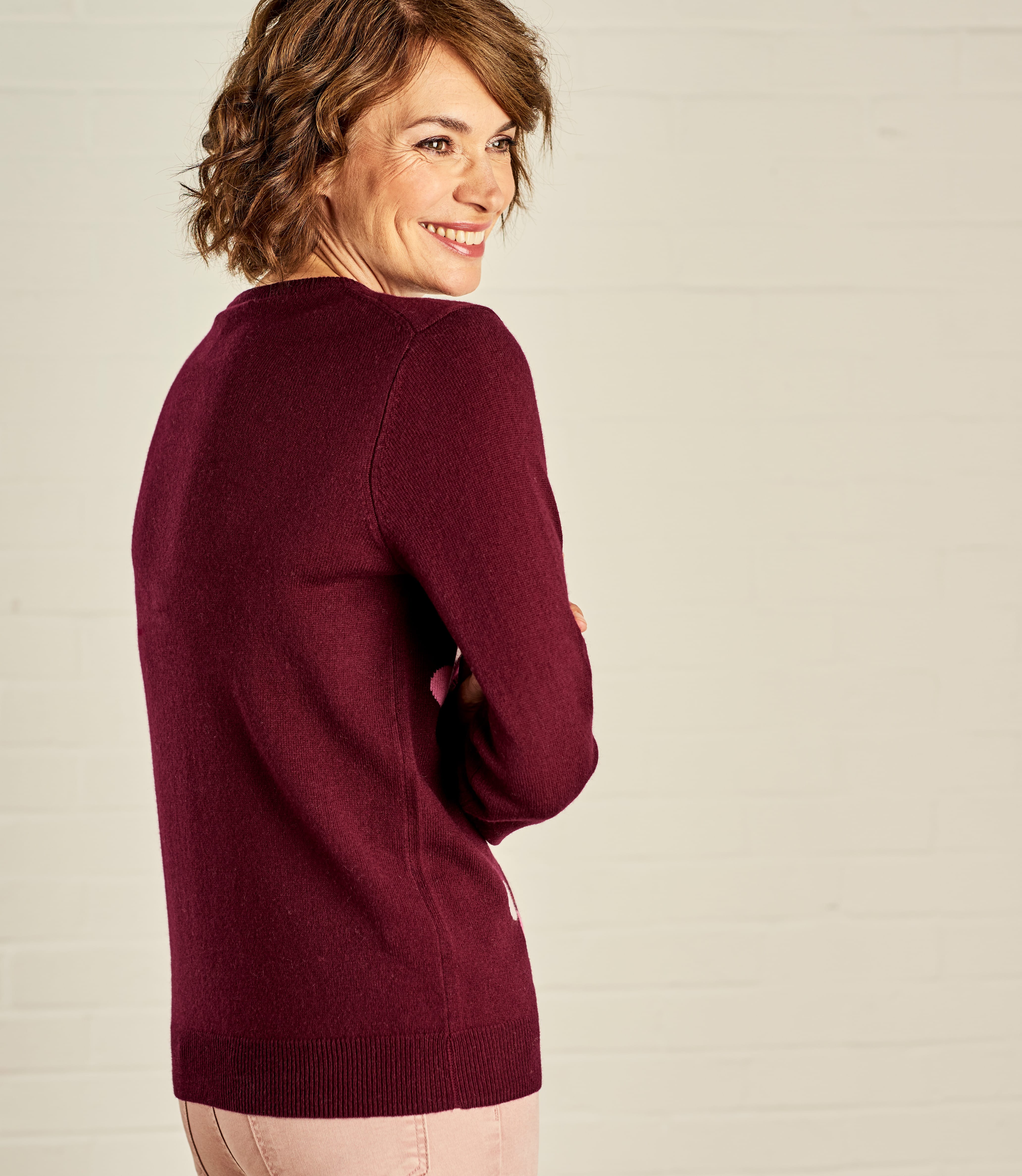 Plum/Pink Spot | Womens Spot Crew Neck Jumper | WoolOvers AU