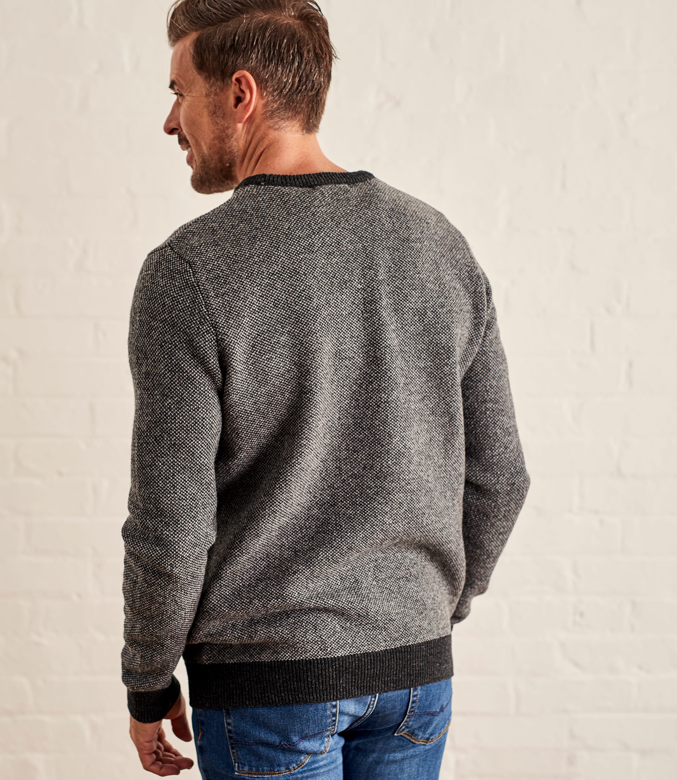 Charcoal /Flannel Mens 2 Tone Jumper WoolOvers UK