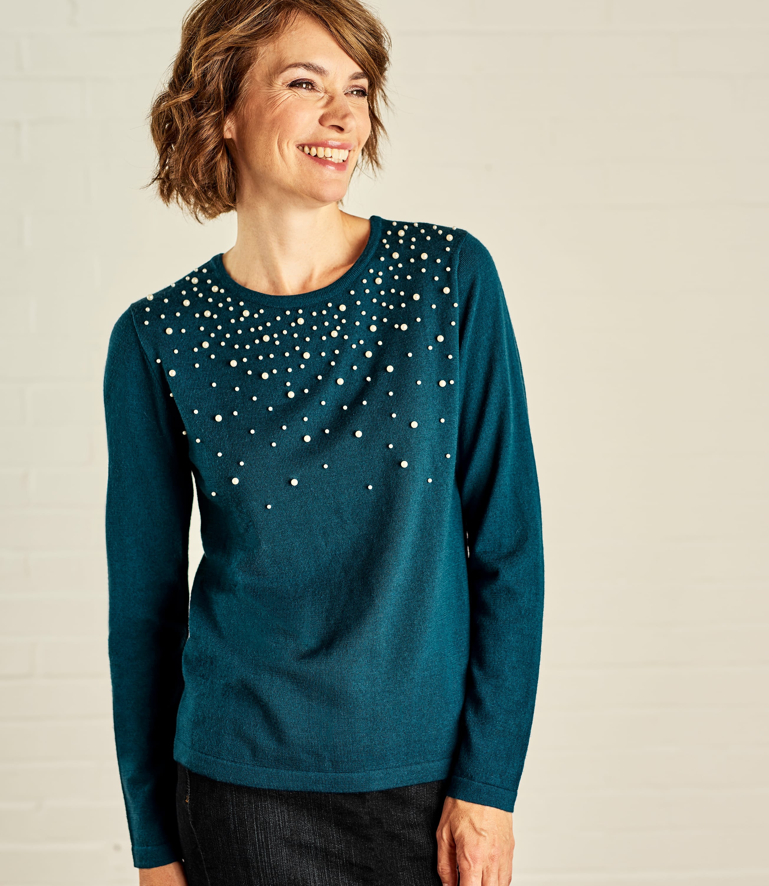 Dark Teal | Womens Pearl Jumper | WoolOvers AU