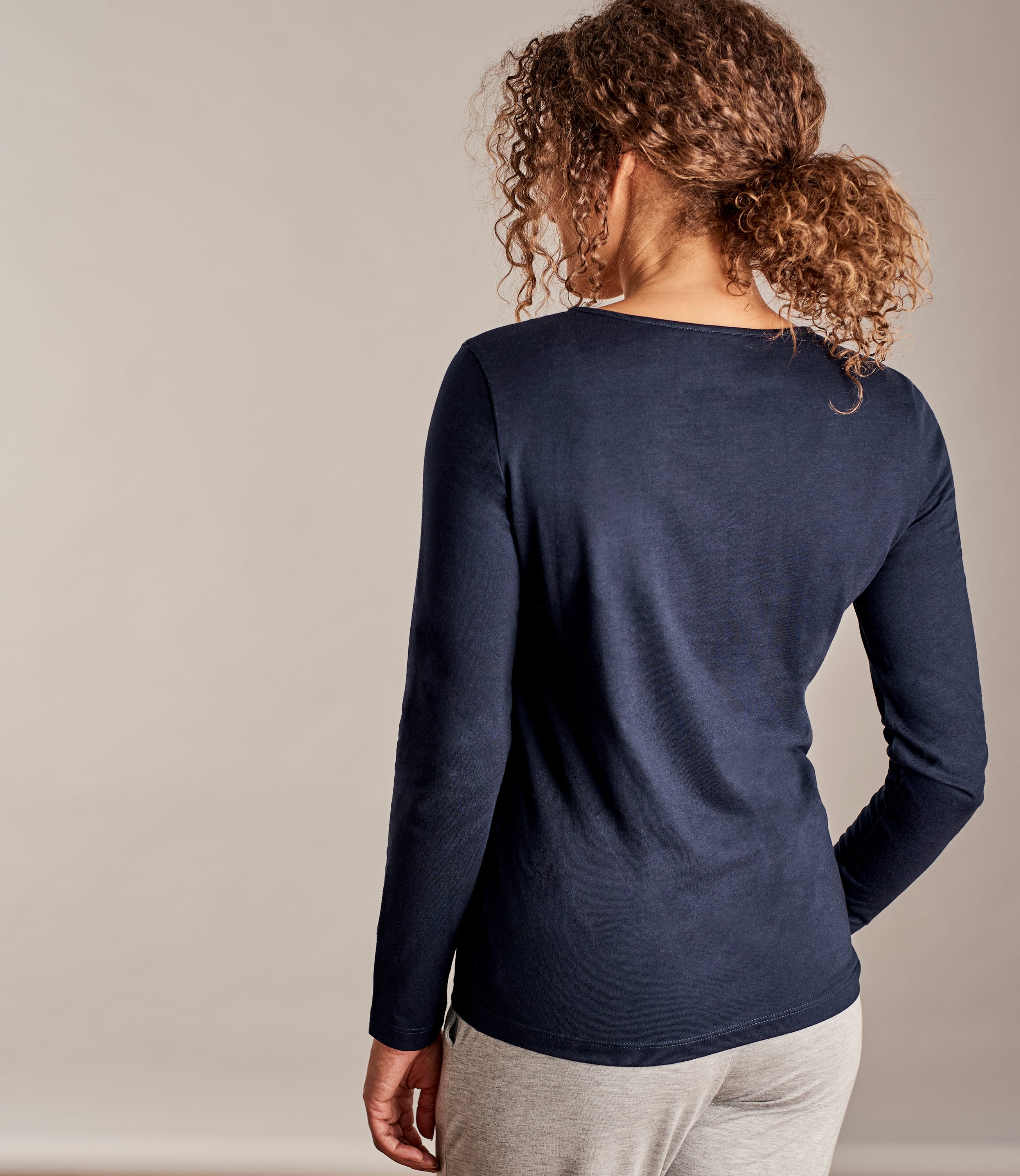 Navy Womens Long Sleeve Scoop Neck Top Woolovers Us