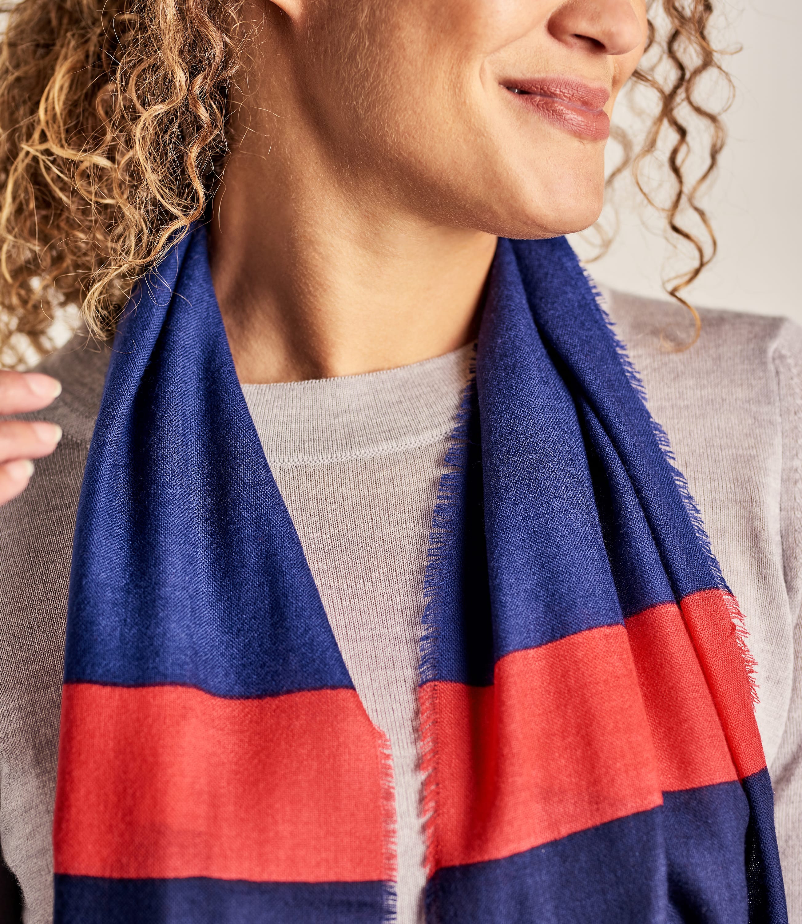Blue Colour Block | Womens Woven Color Block Scarf | WoolOvers US
