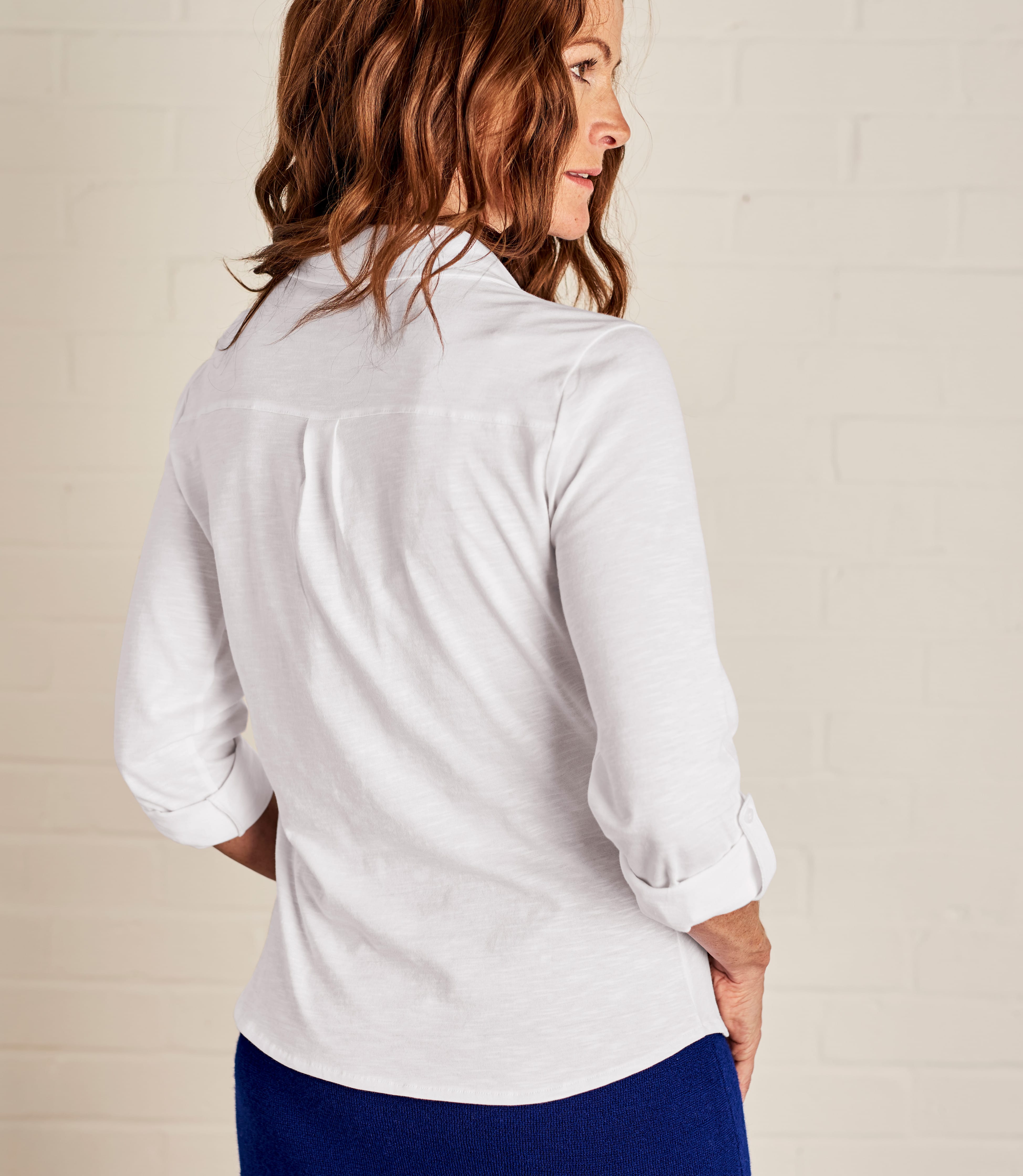 White | Womens Organic Jersey Shirt | WoolOvers AU