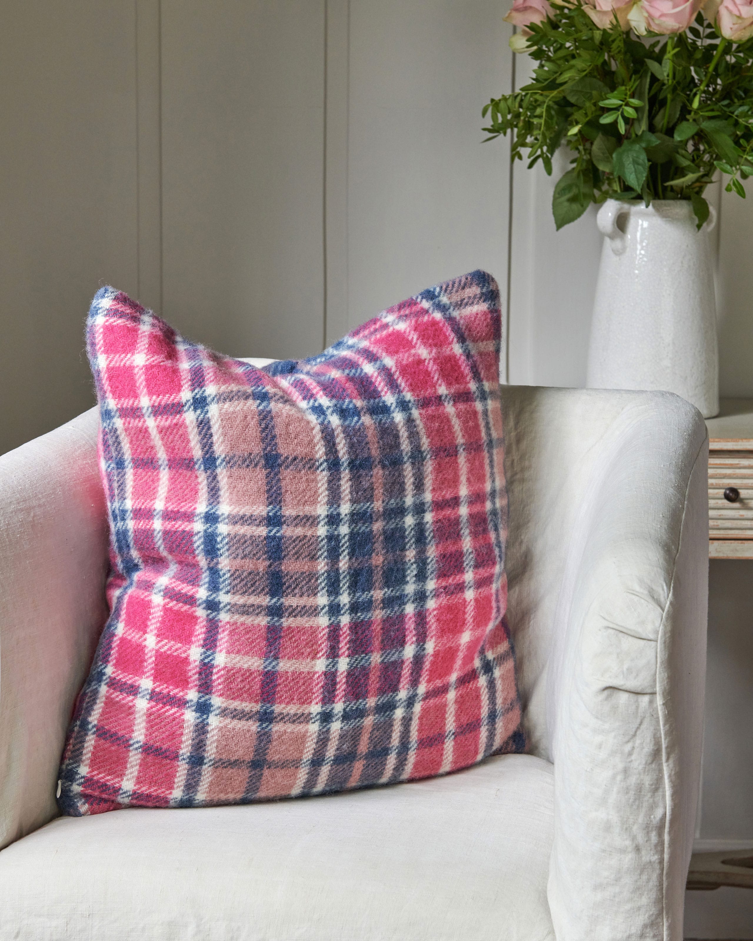 Blue Slate/Pink Pure Wool Cushion Cover WoolOvers UK