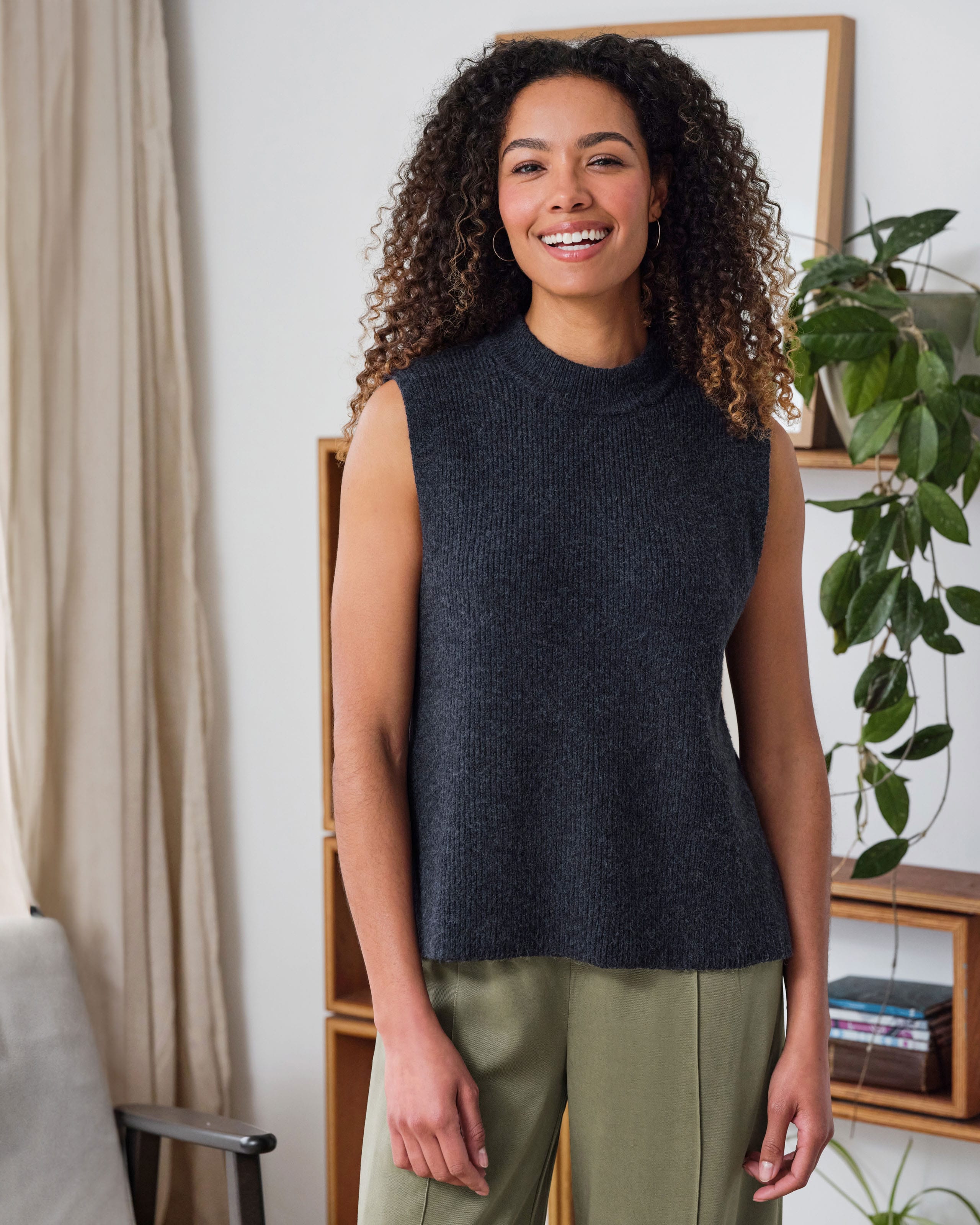 Sleeveless Woven to Knit Top