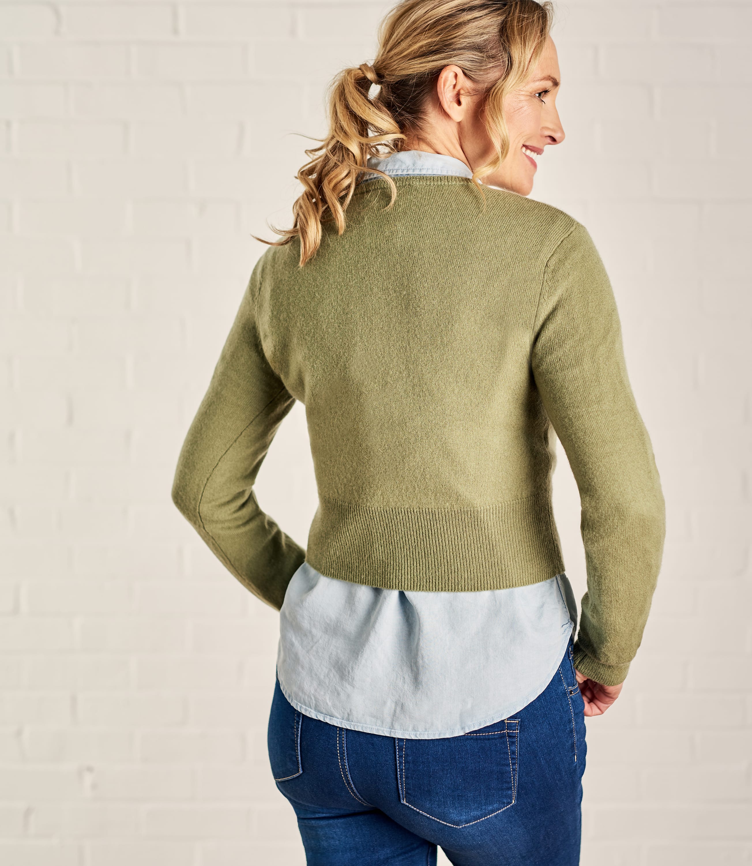 Soft Olive | Womens Cropped Jumper | WoolOvers AU