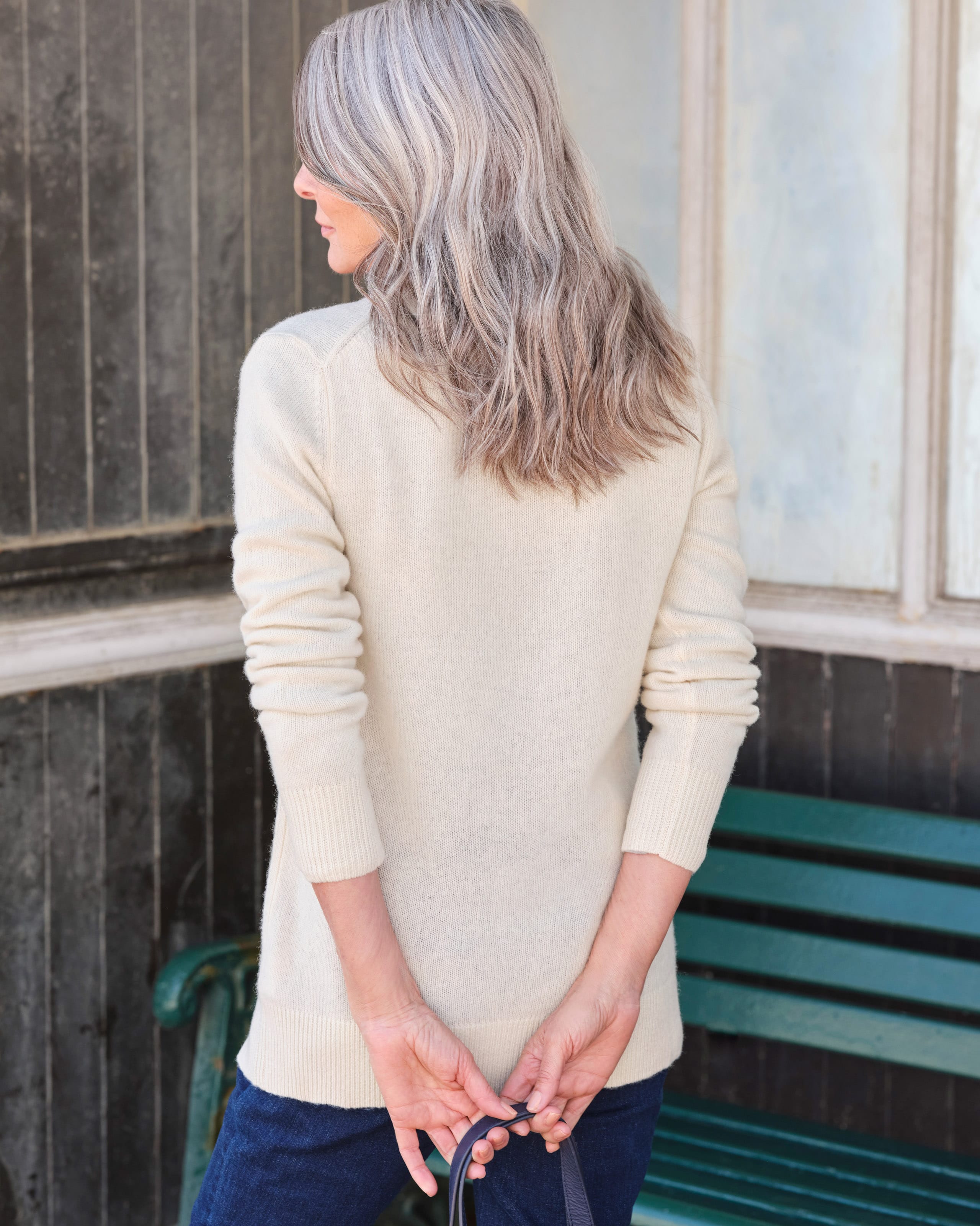 Authentic Cream Crewneck Cardigan main image 1