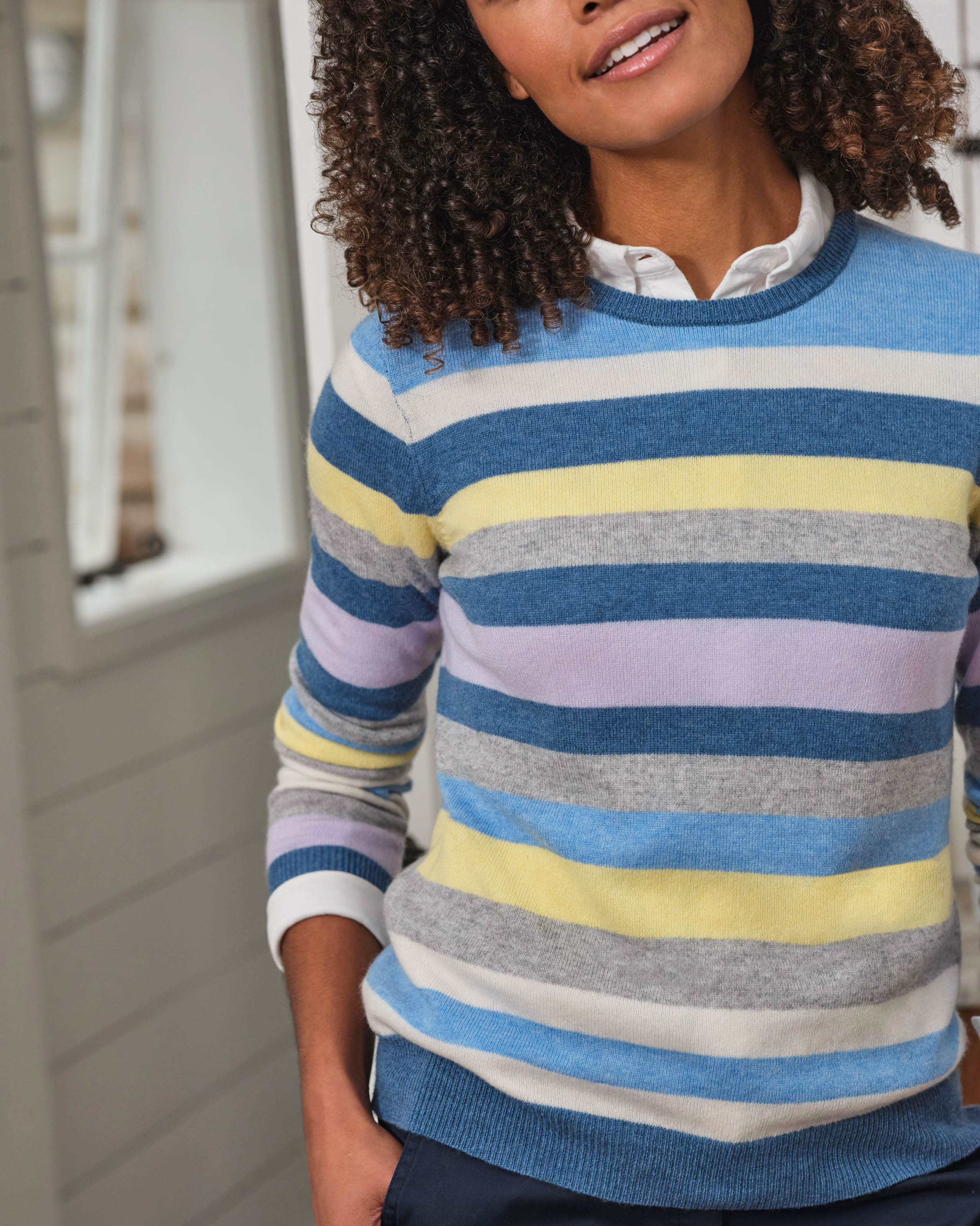 Stripe Clash Cotton Cashmere Crew Knit – Dkdenim main image 1