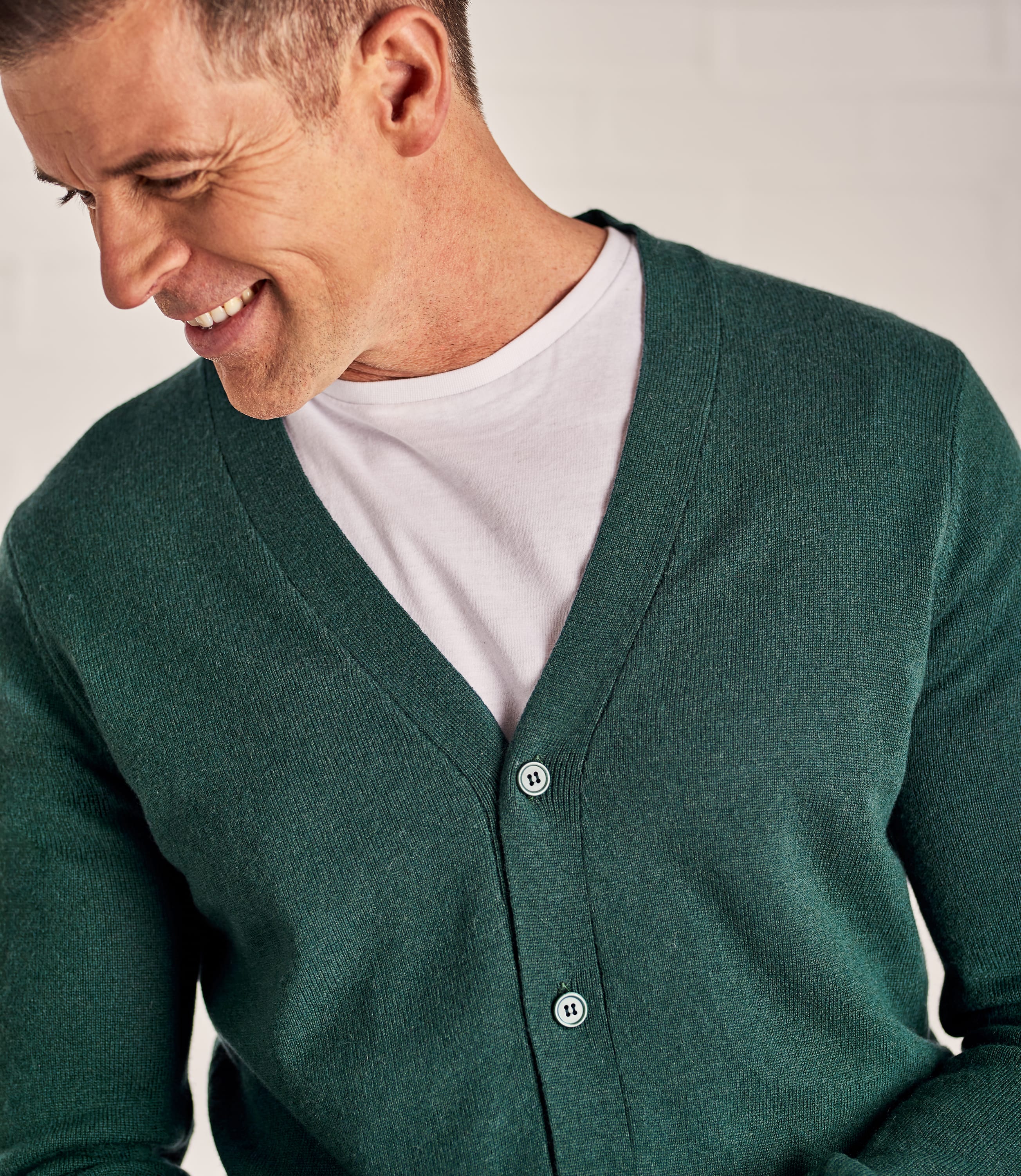 Vert Capri Cardigan   col  V  Homme  Cachemire 