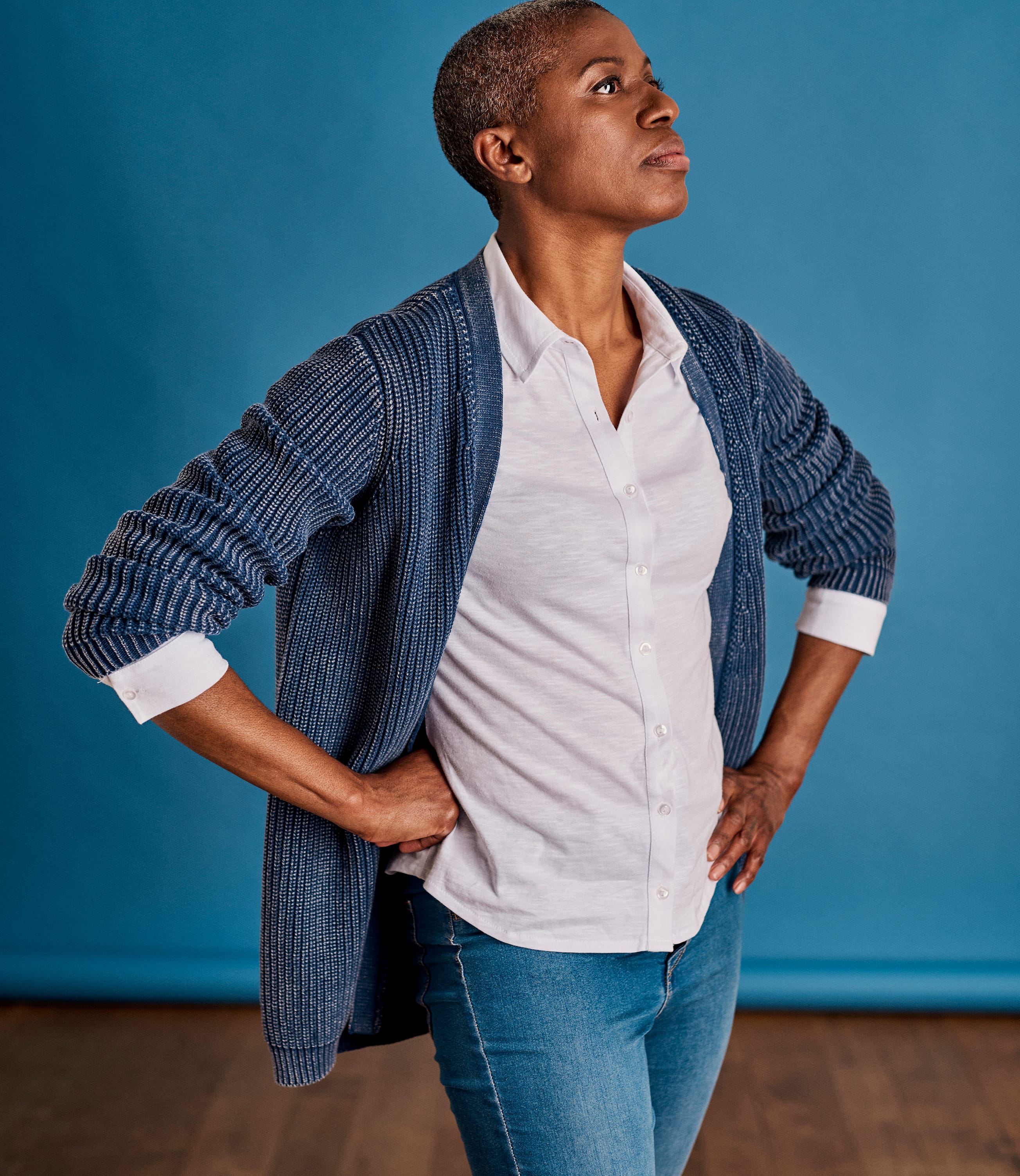 Denim Blue Womens Cotton Open Cardigan WoolOvers US