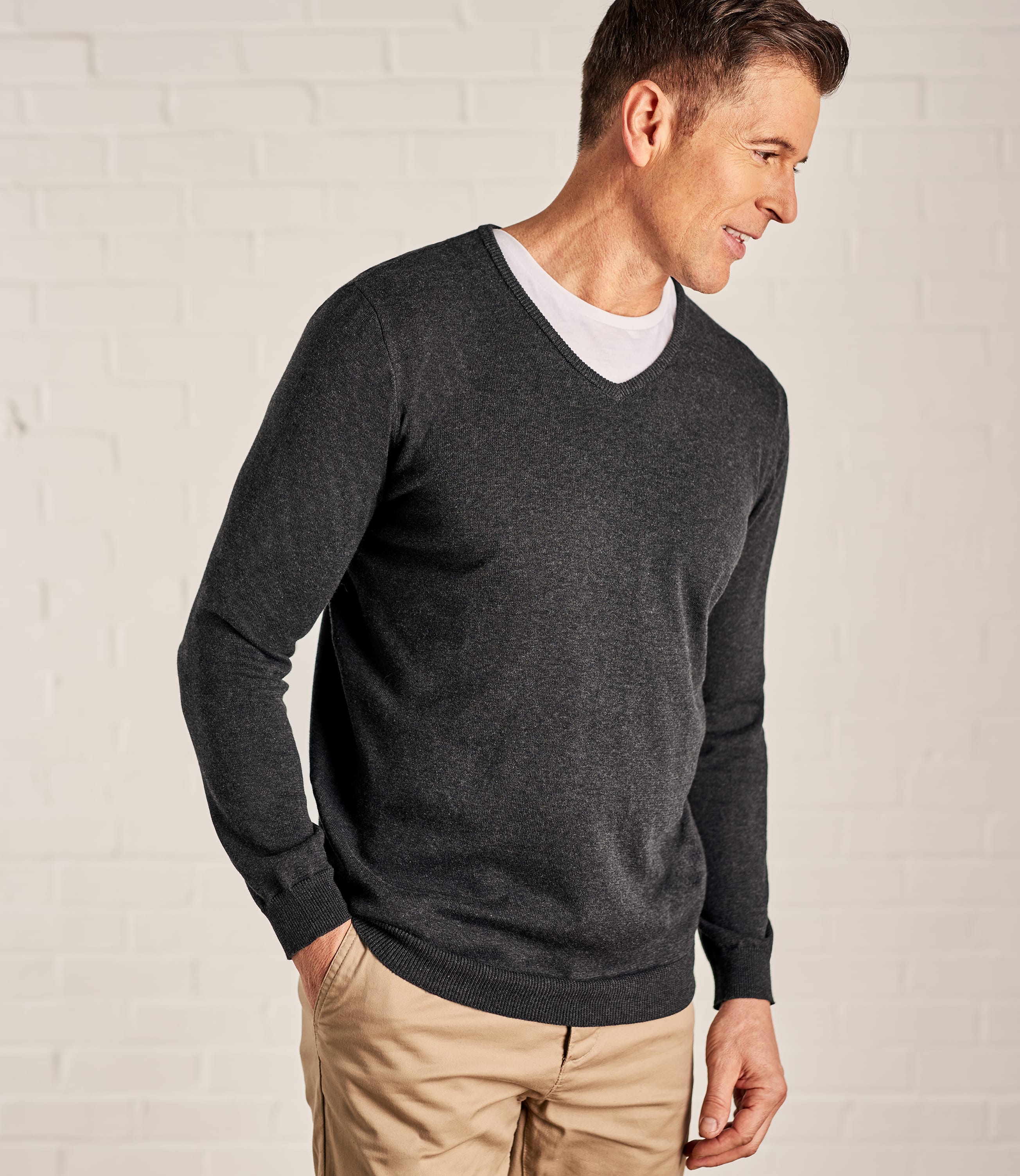 mens grey sweater outfit