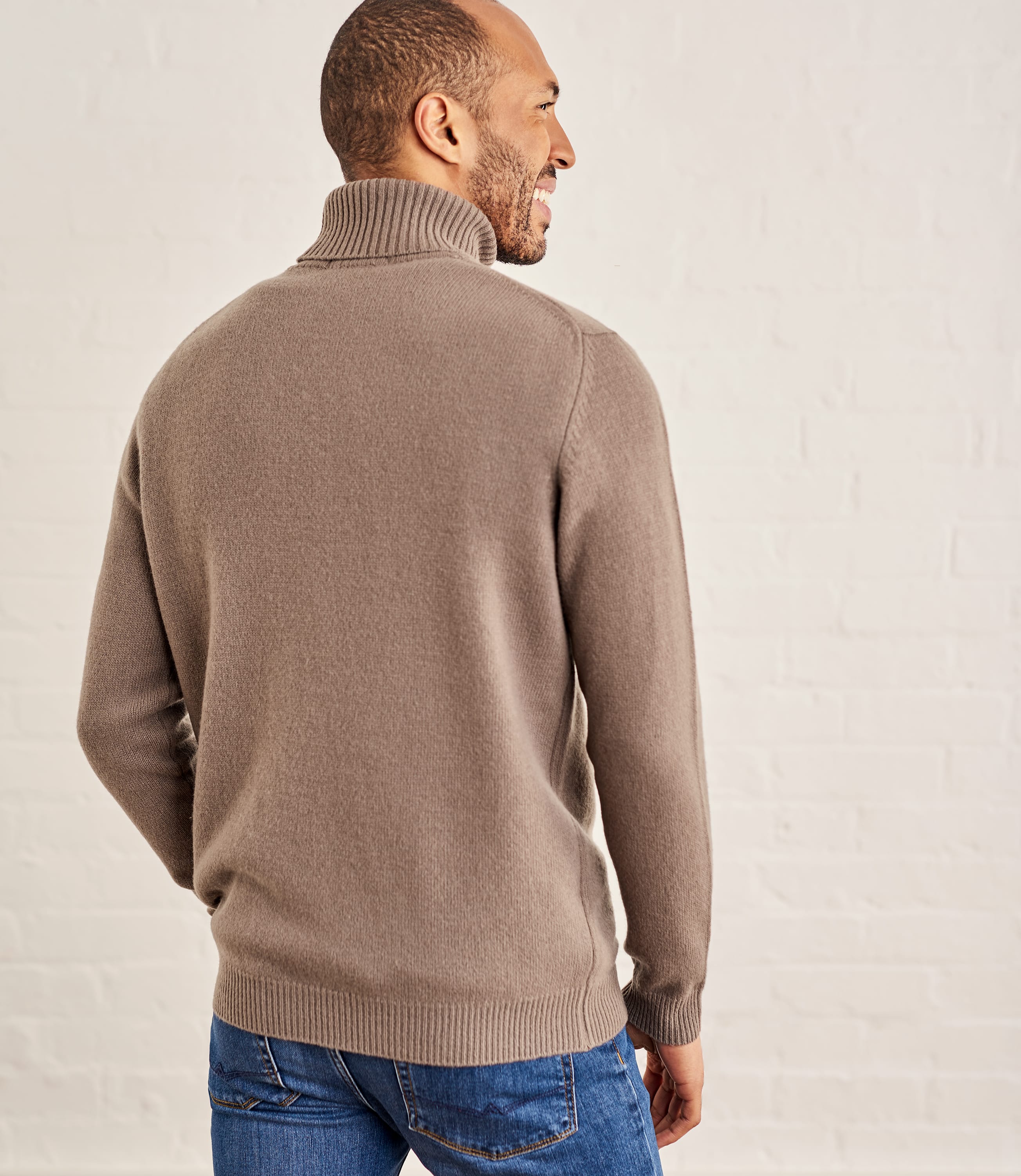 Vole Marl | Mens Lambswool Polo neck Jumper | WoolOvers UK