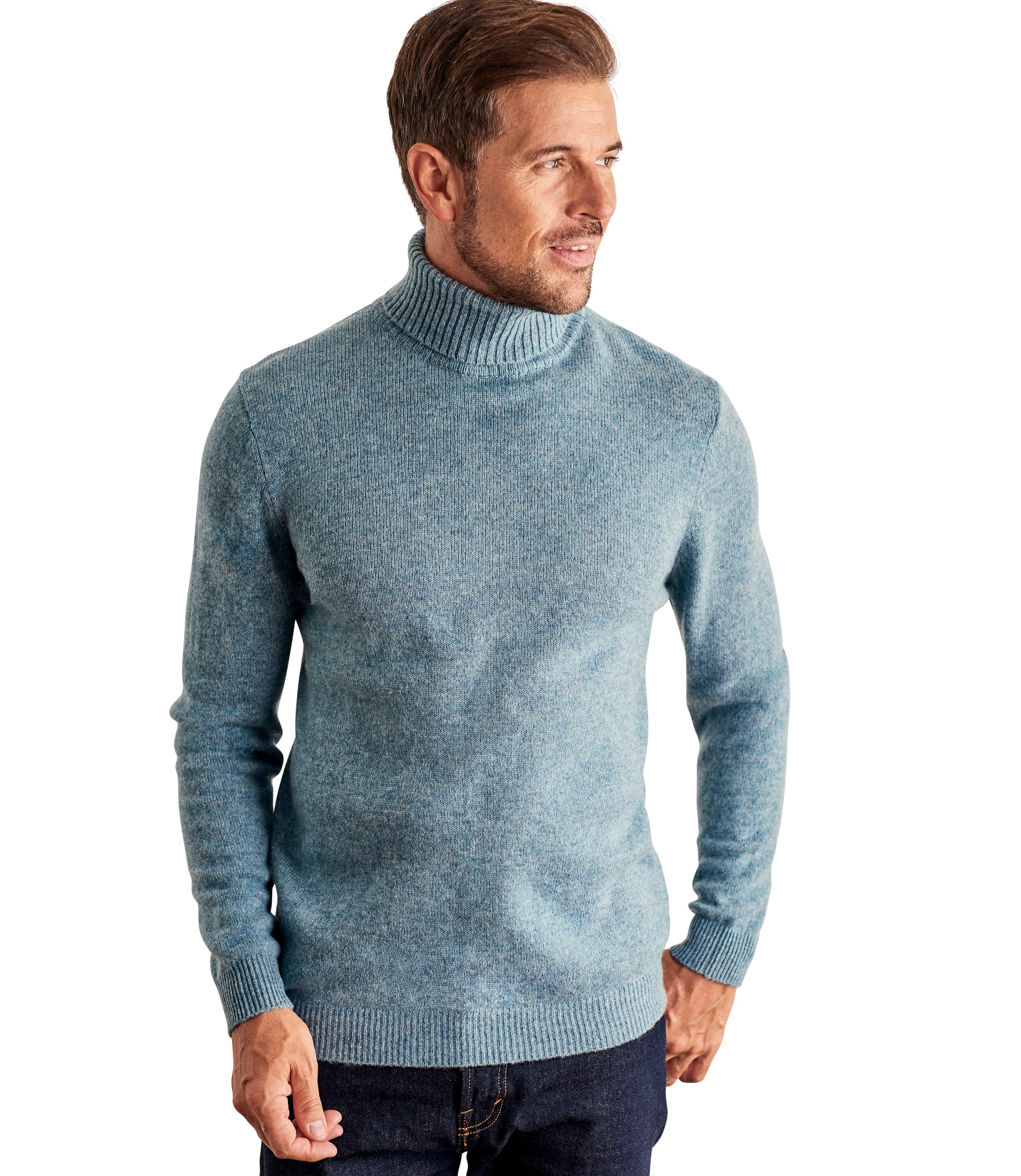 mens lambswool polo neck jumper