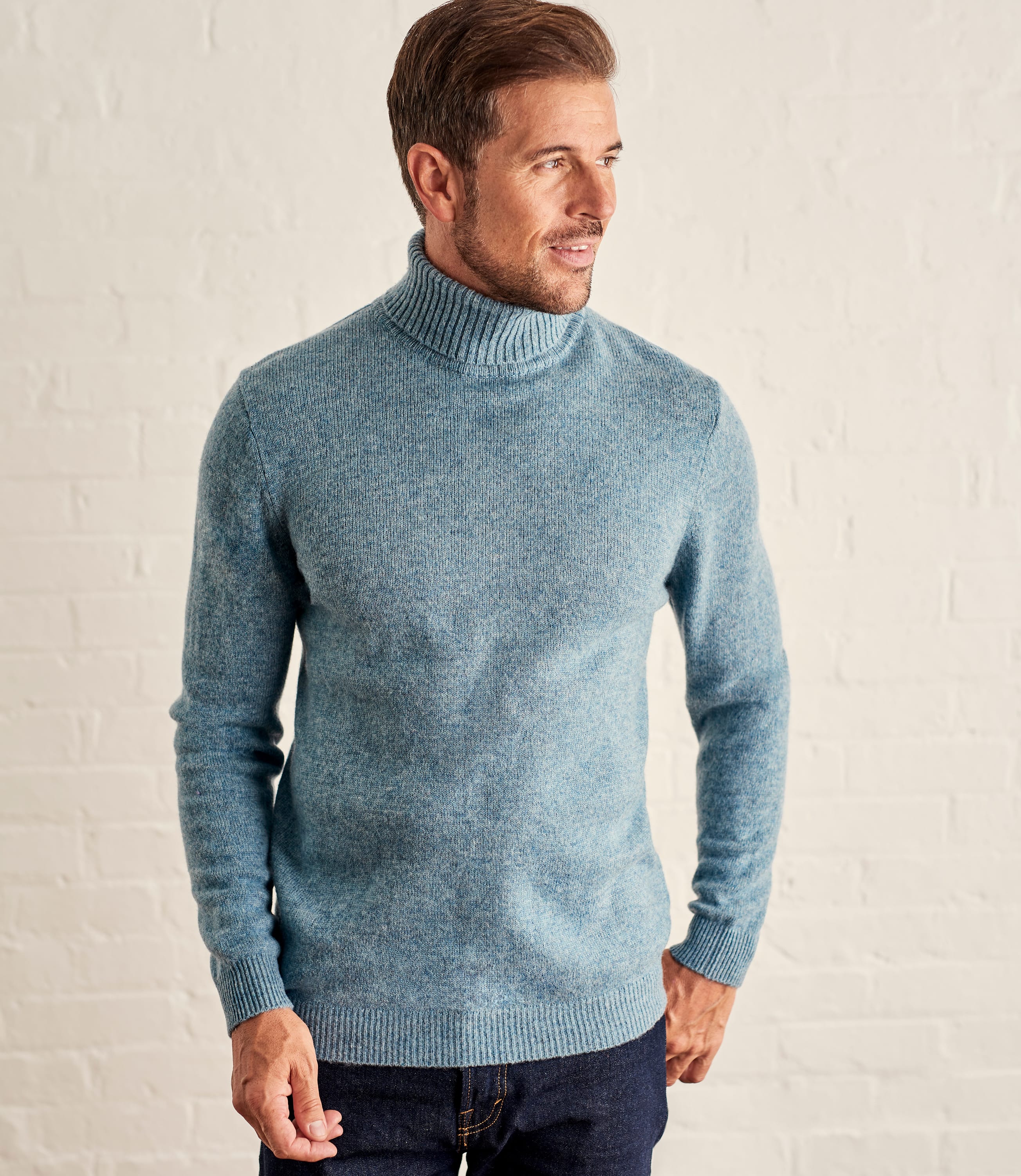 Kingfisher | Mens Lambswool Polo neck Jumper | WoolOvers AU