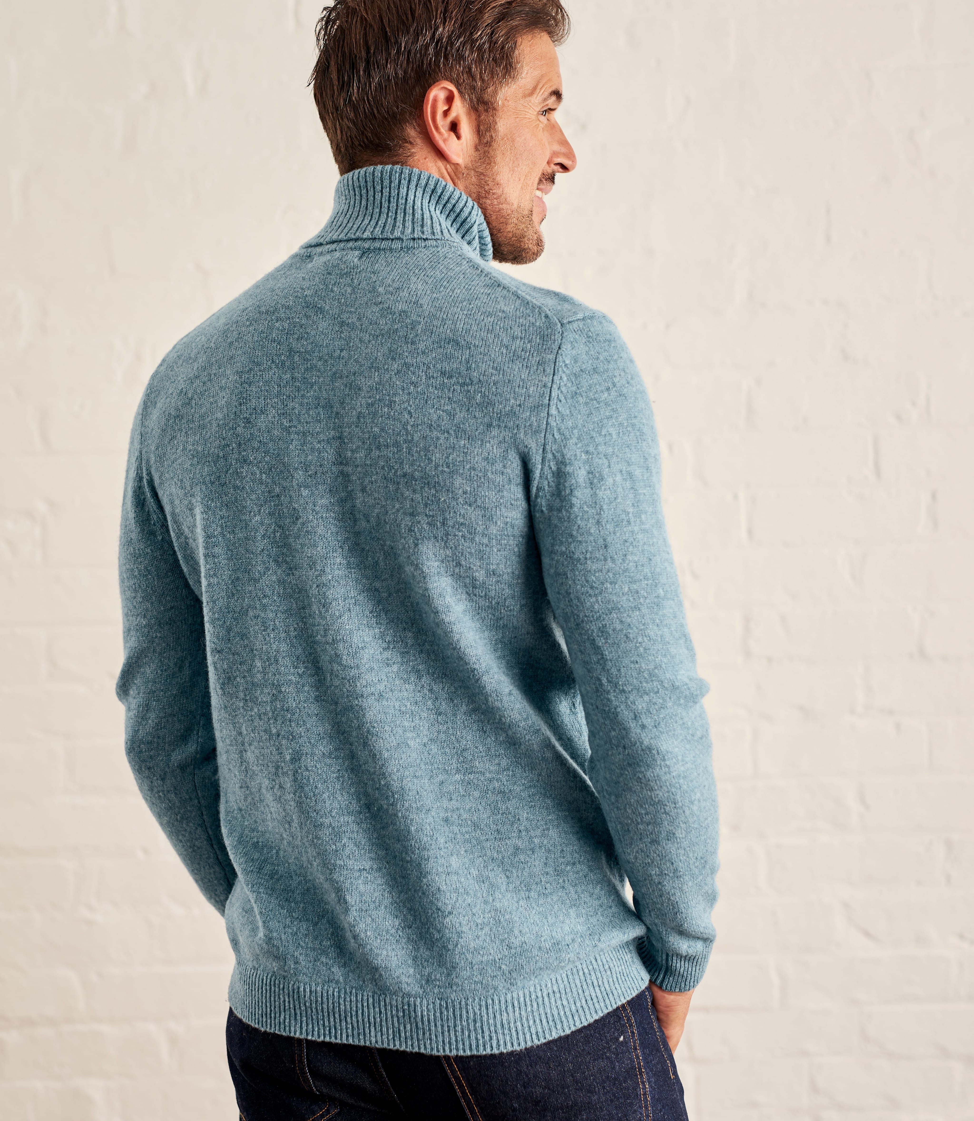 Kingfisher | Mens Lambswool Polo neck Jumper | WoolOvers AU