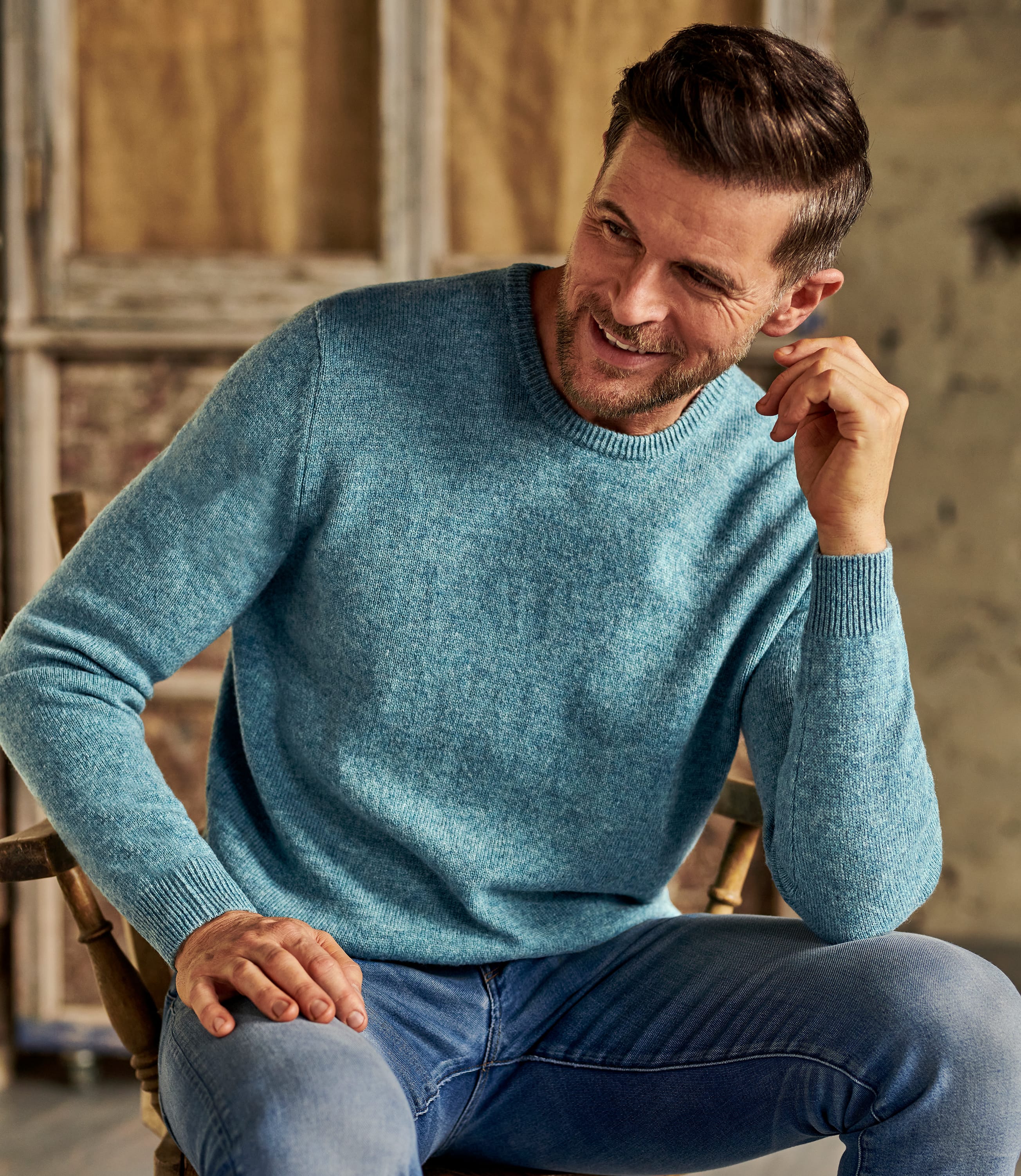 Kingfisher | Mens Lambswool Crew Neck Jumper | WoolOvers UK