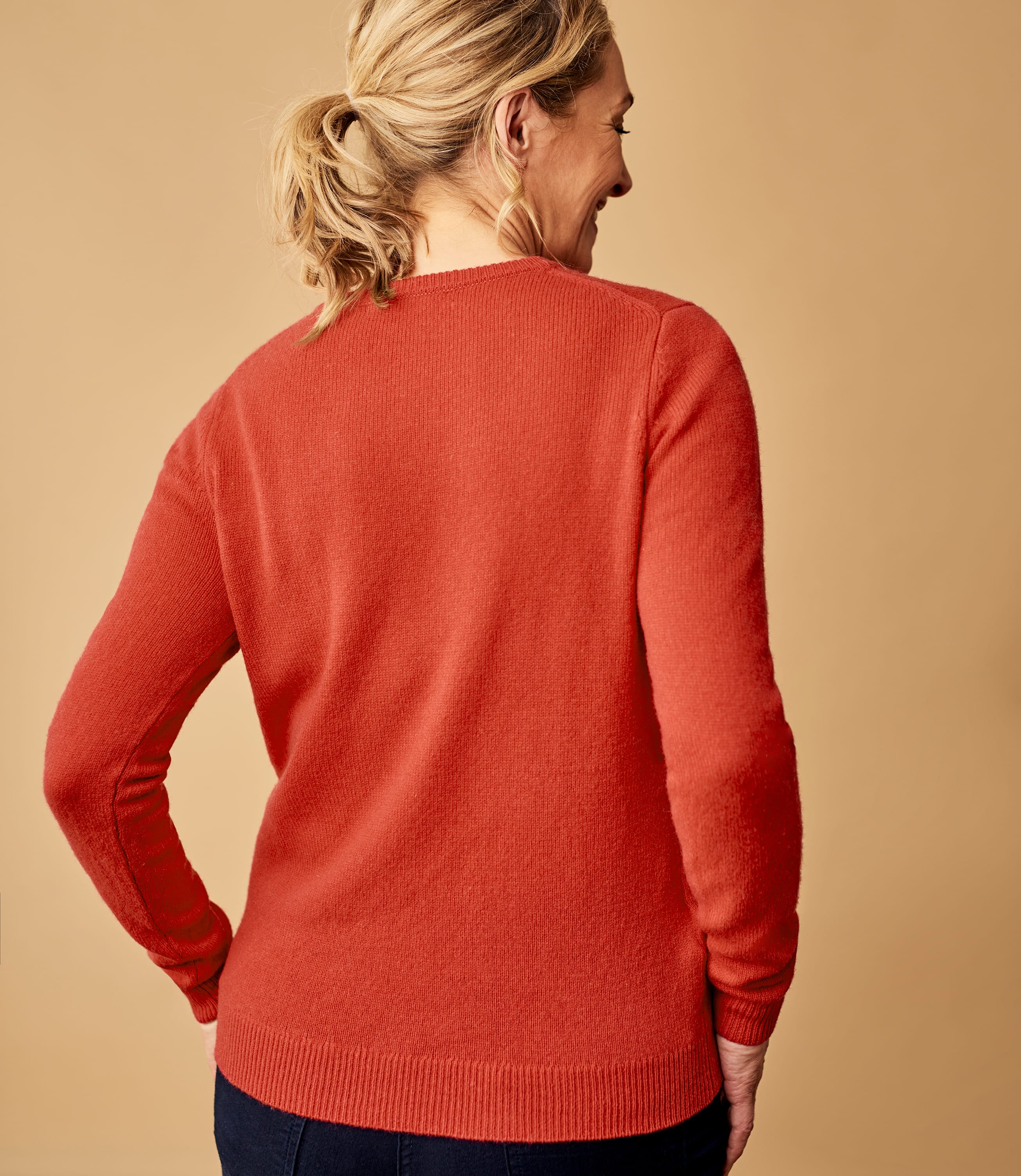 Rich Coral Lambswool Classic Crew Neck Sweater Woolovers Us 5844