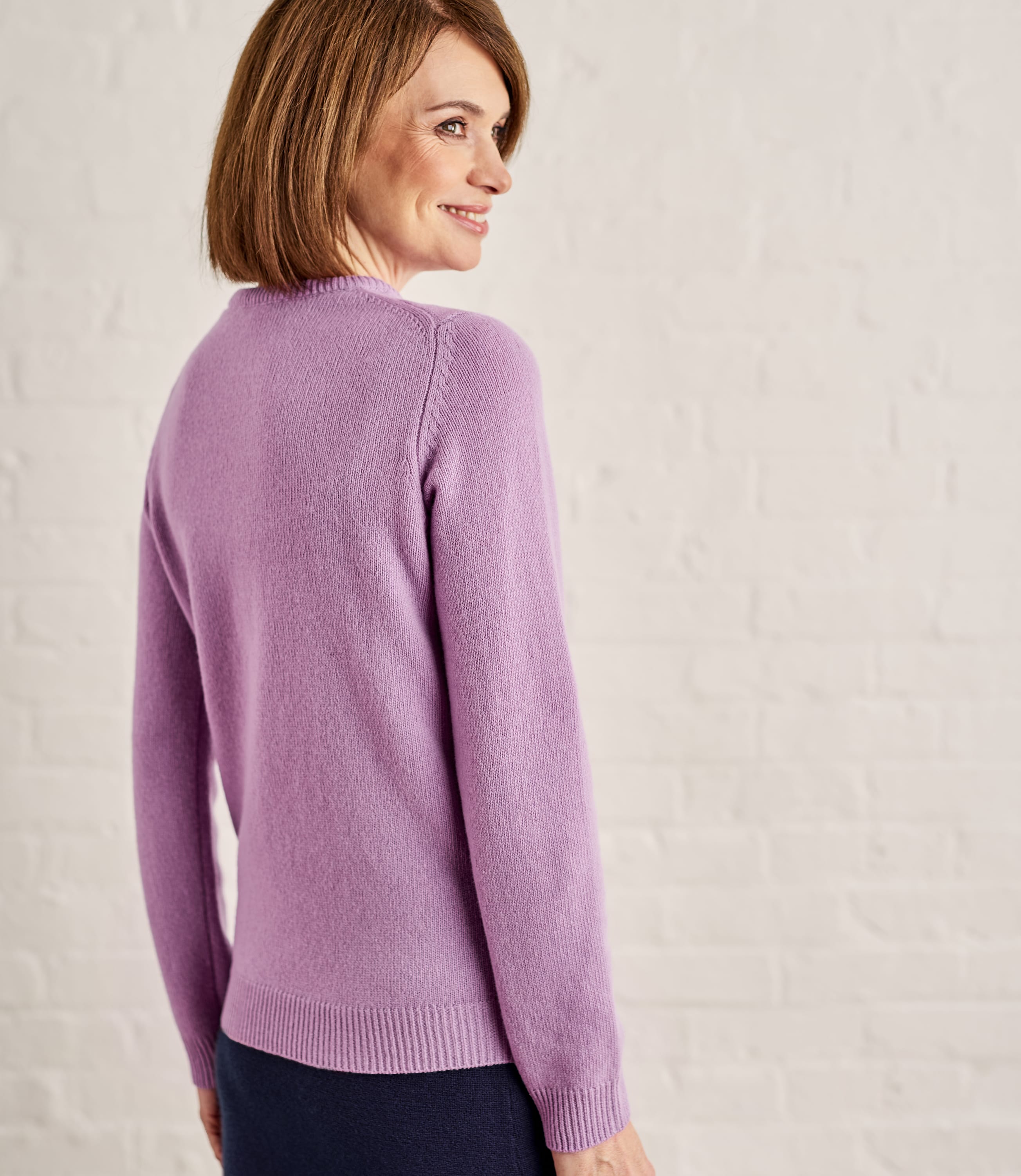 Soft Lavender Womens Lambswool Crew Neck Sweater Woolovers Us