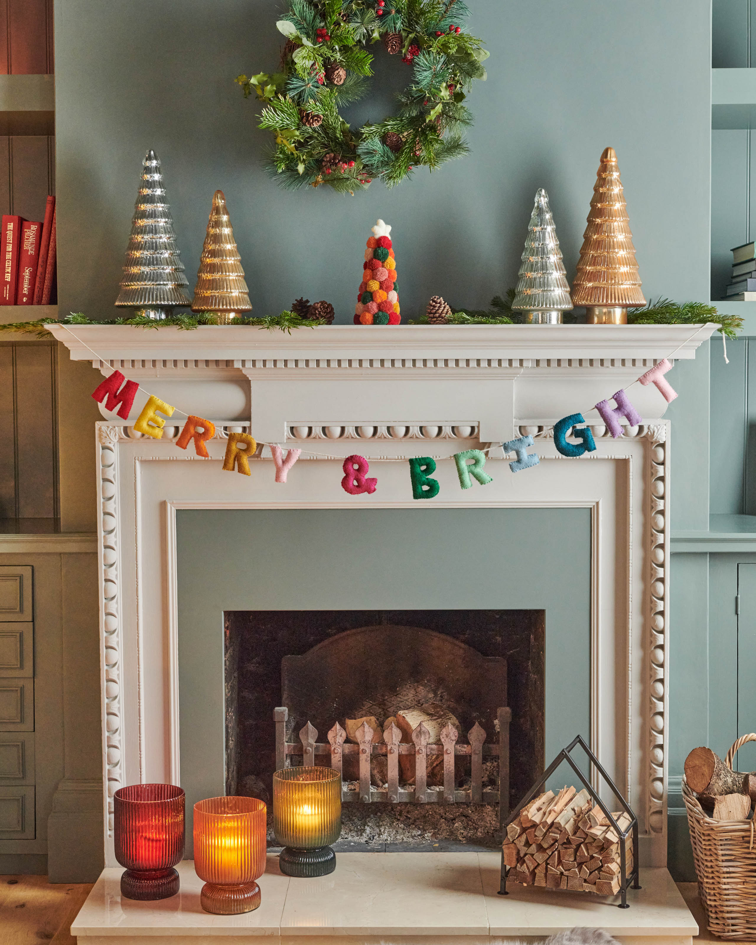 Multi Merry And Bright Felt Bunting WoolOvers UK