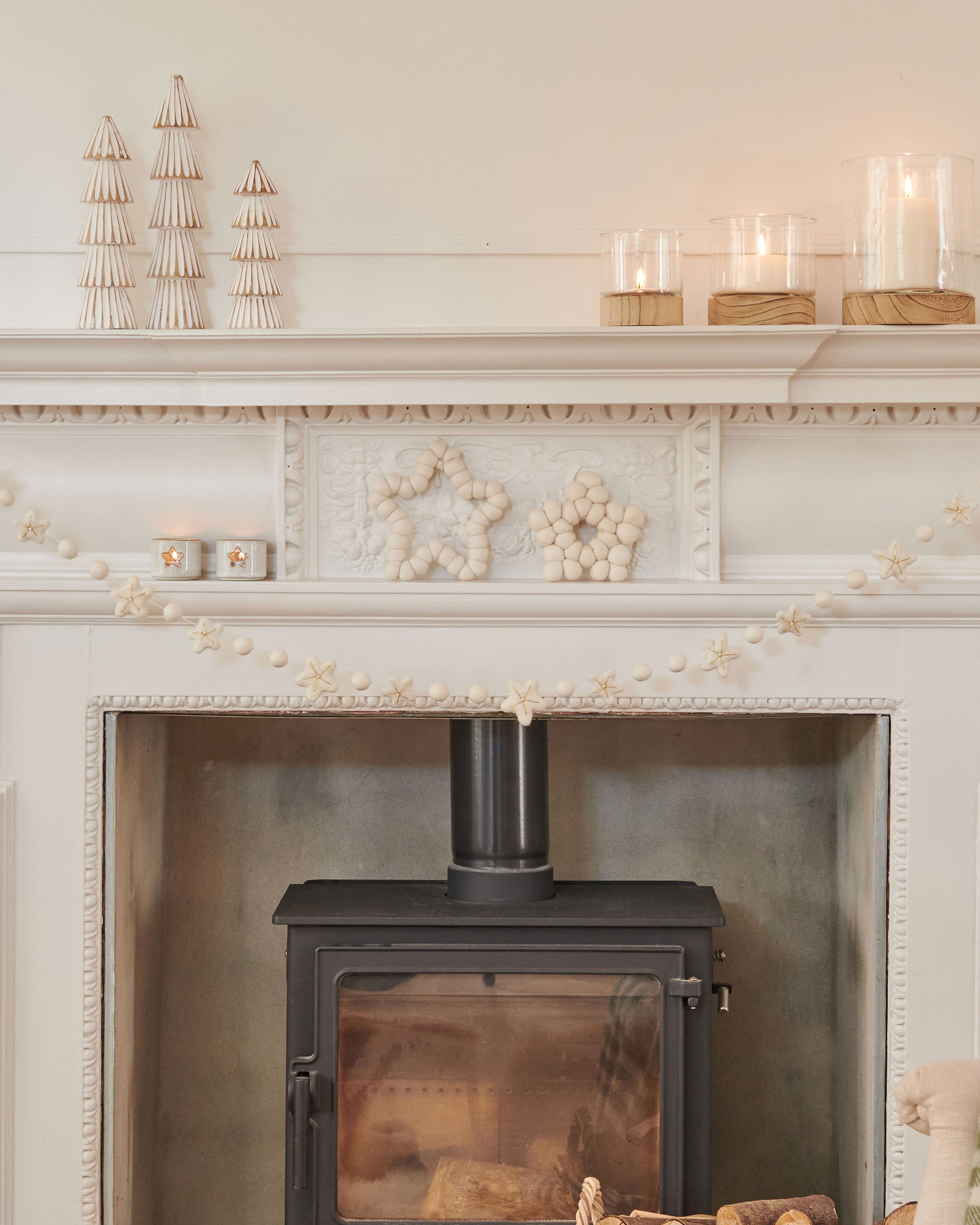 White Small Star Felt Decoration WoolOvers UK