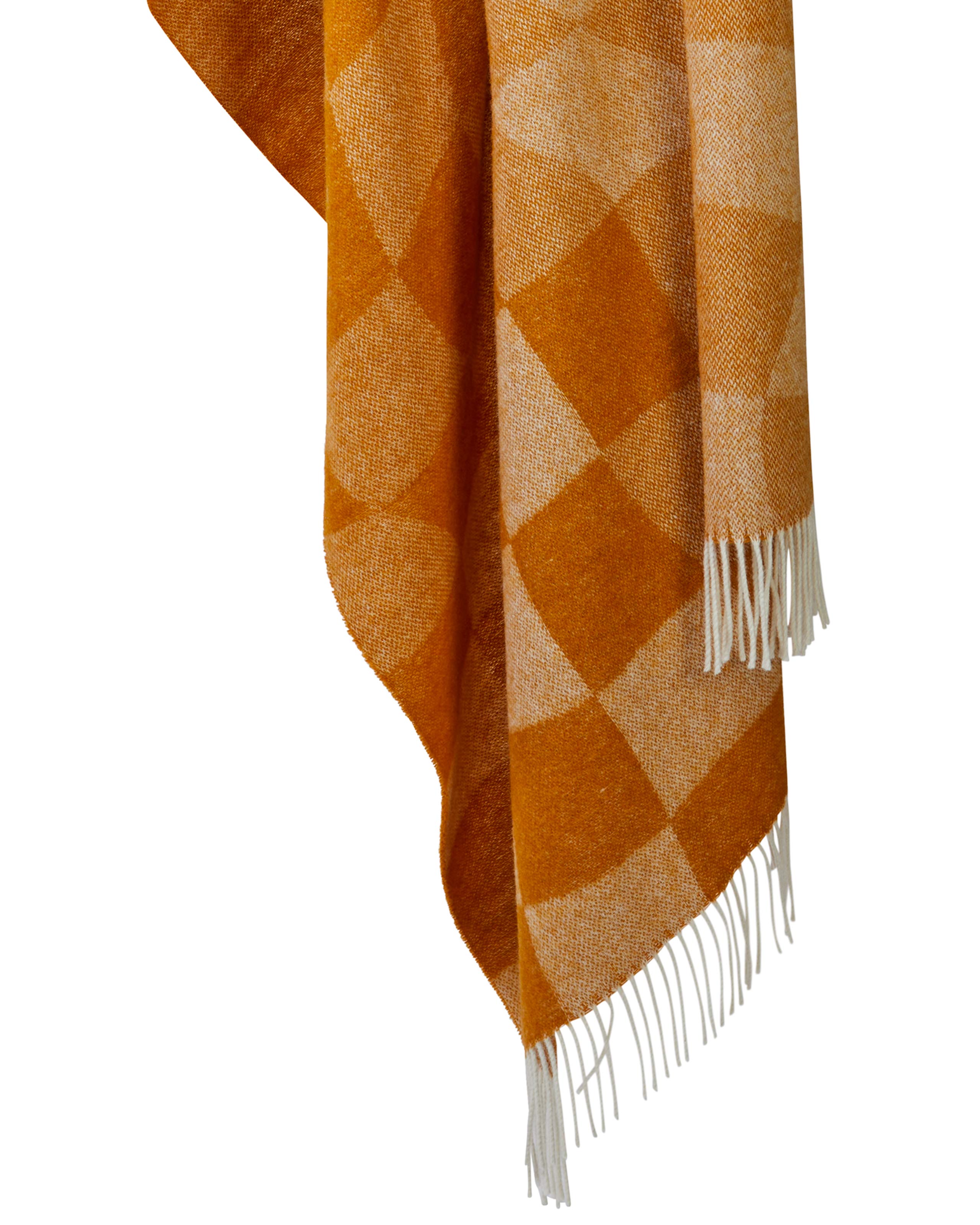 Gold | Pure Wool Wavy Check Throw | WoolOvers UK