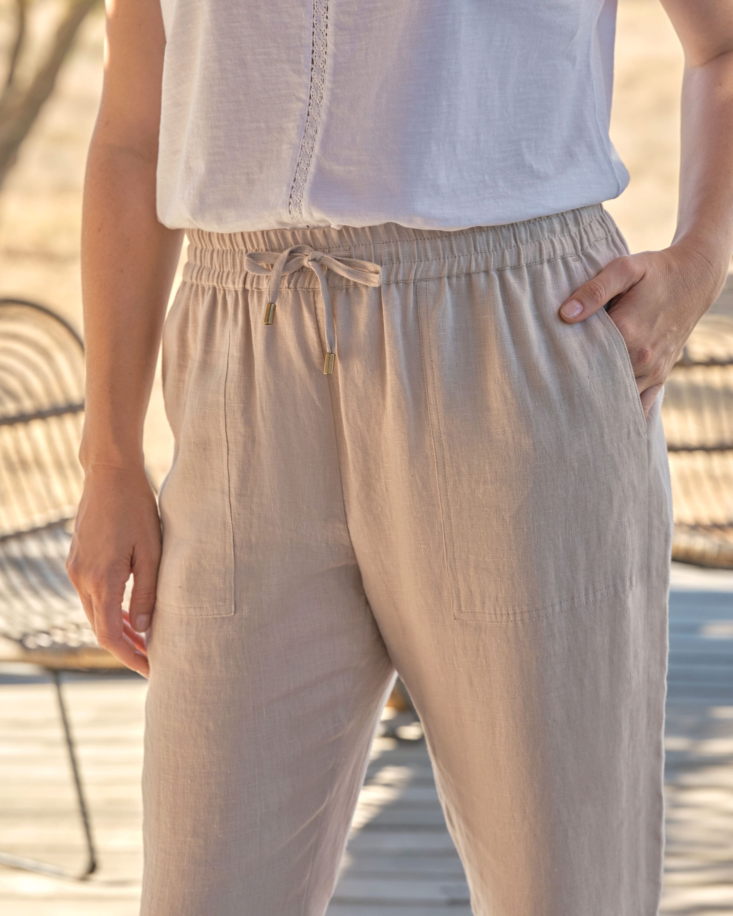 Fog Linen Work Aubrey Tapered Pants - Macadam