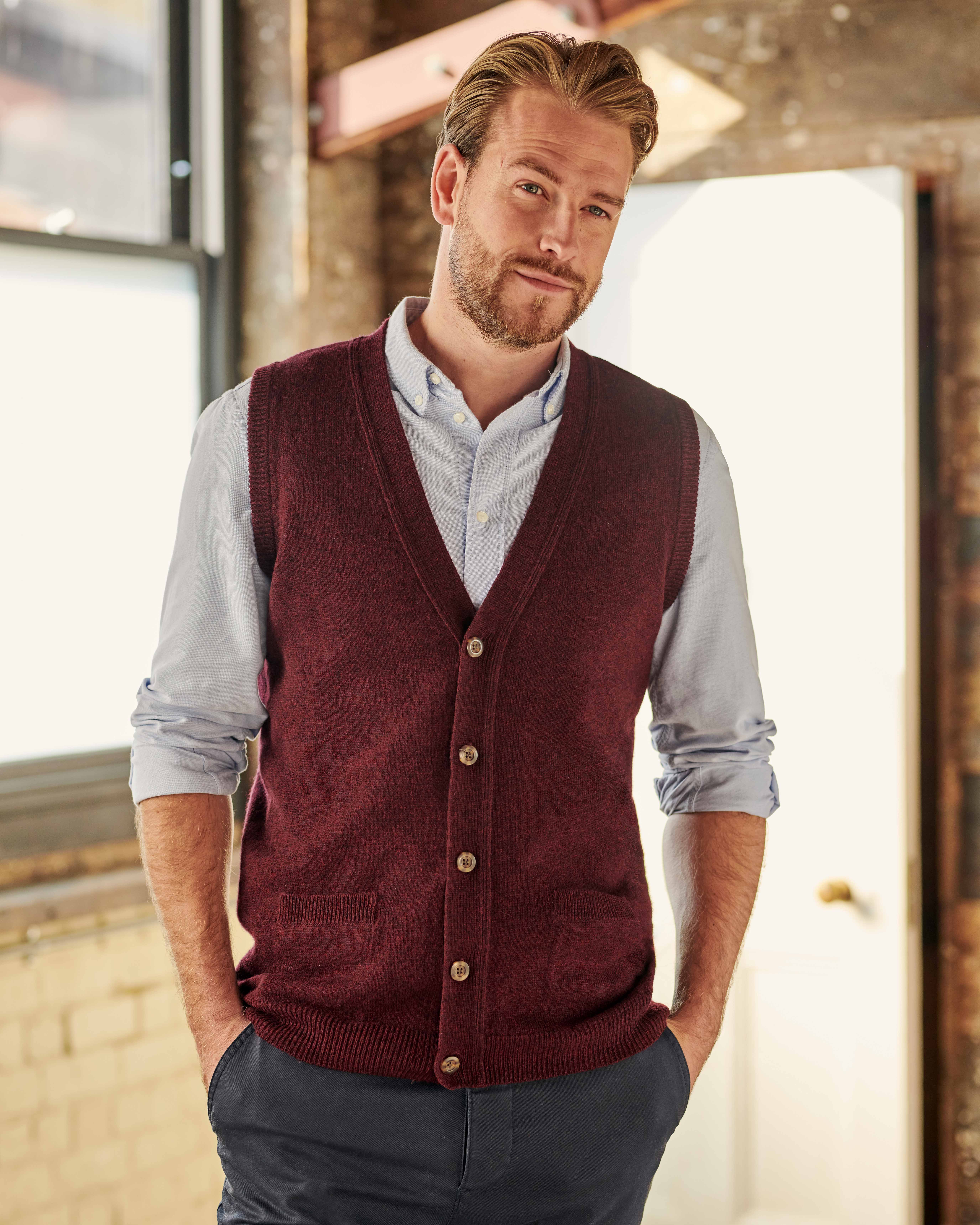 Seaweed Mens Lambswool Knitted Vest WoolOvers US