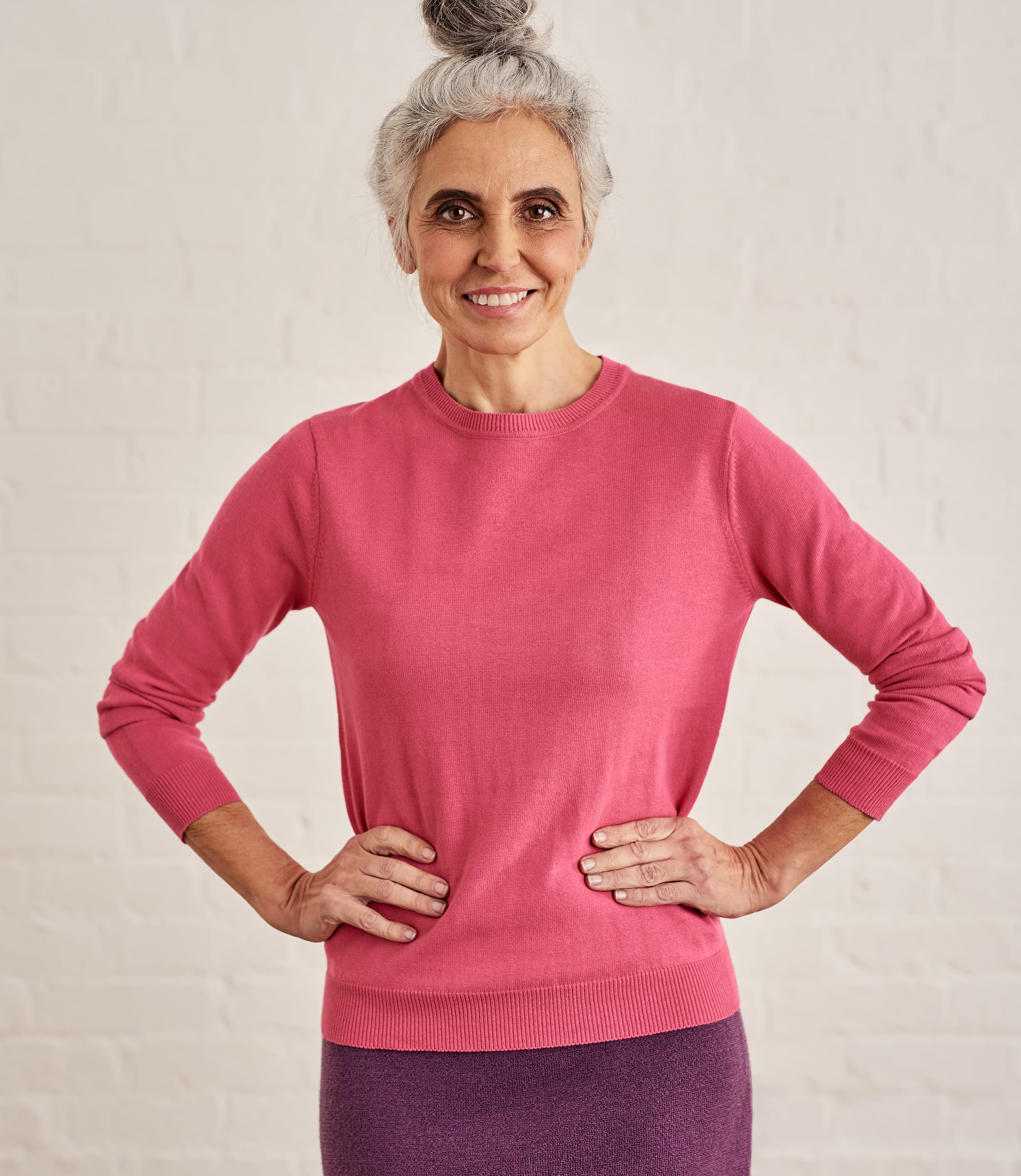 Peony Pink | Womens 100% Cotton Crew Neck Jumper | WoolOvers UK