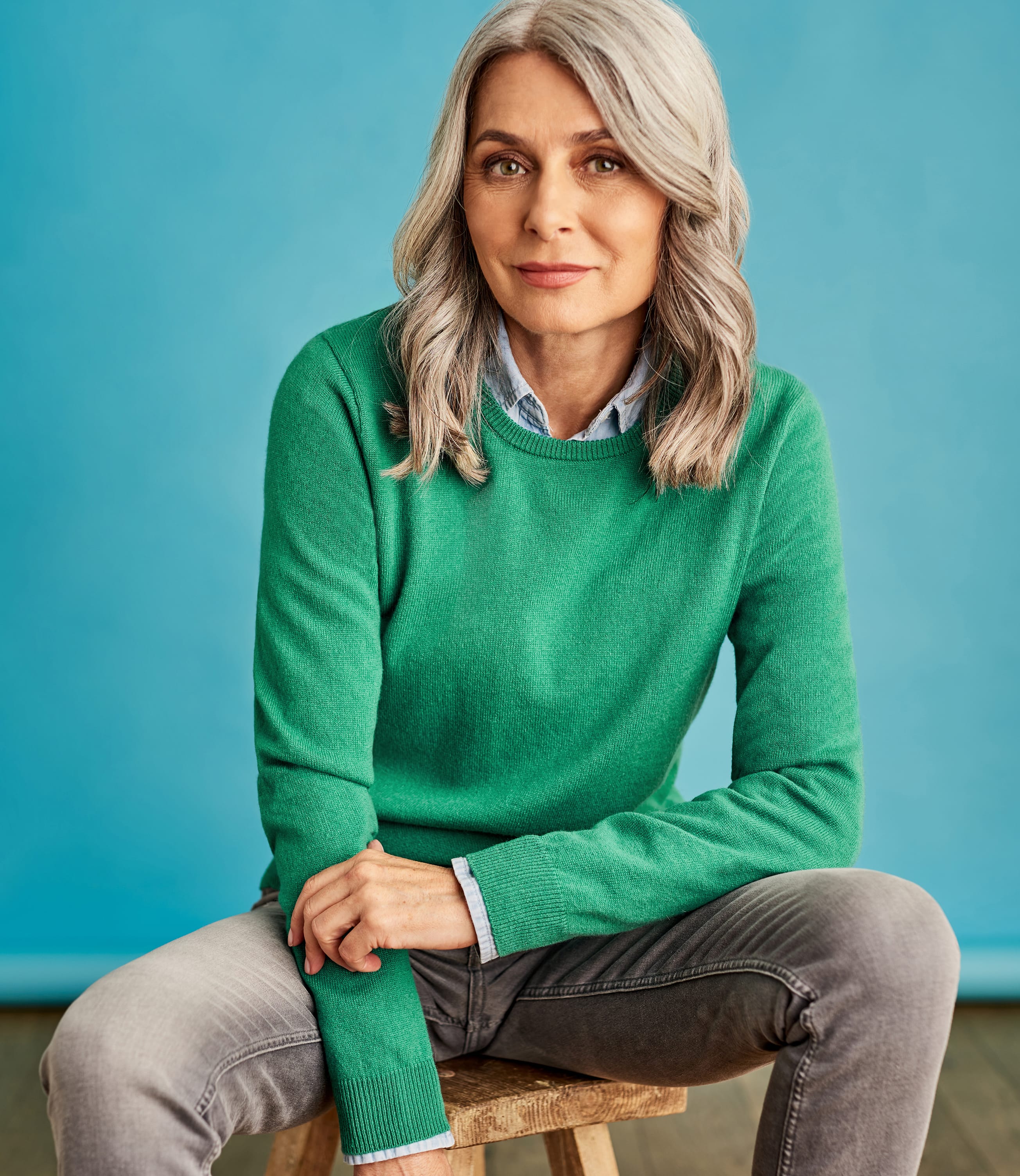 Soft Fern | Cashmere & Merino Crew Neck Knitted Sweater | WoolOvers US