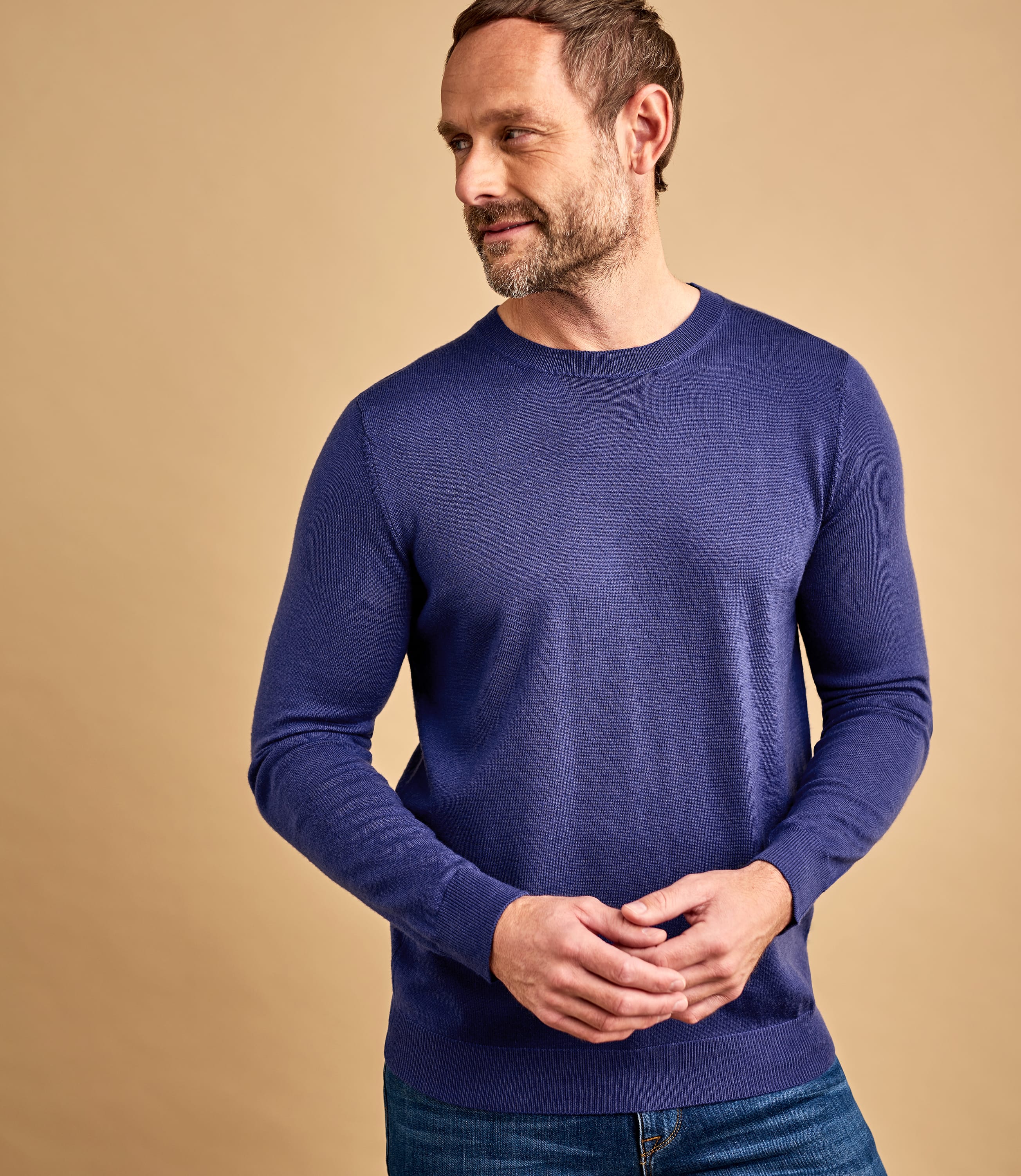 Pull à col rond - Homme - Pur Mérinos L Bleu Lapis