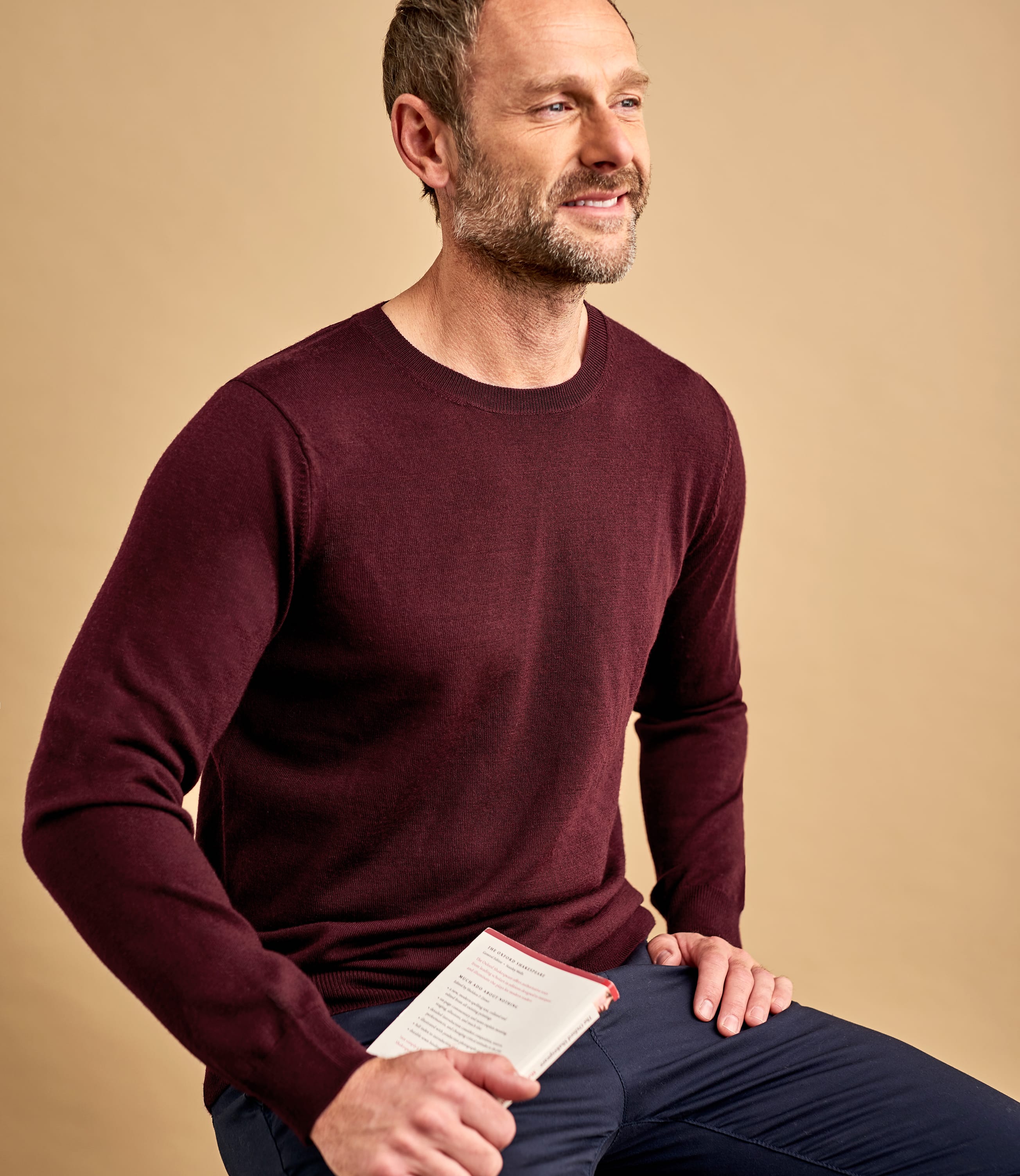 Pull à col rond - Homme - Pur Mérinos L Mahogany