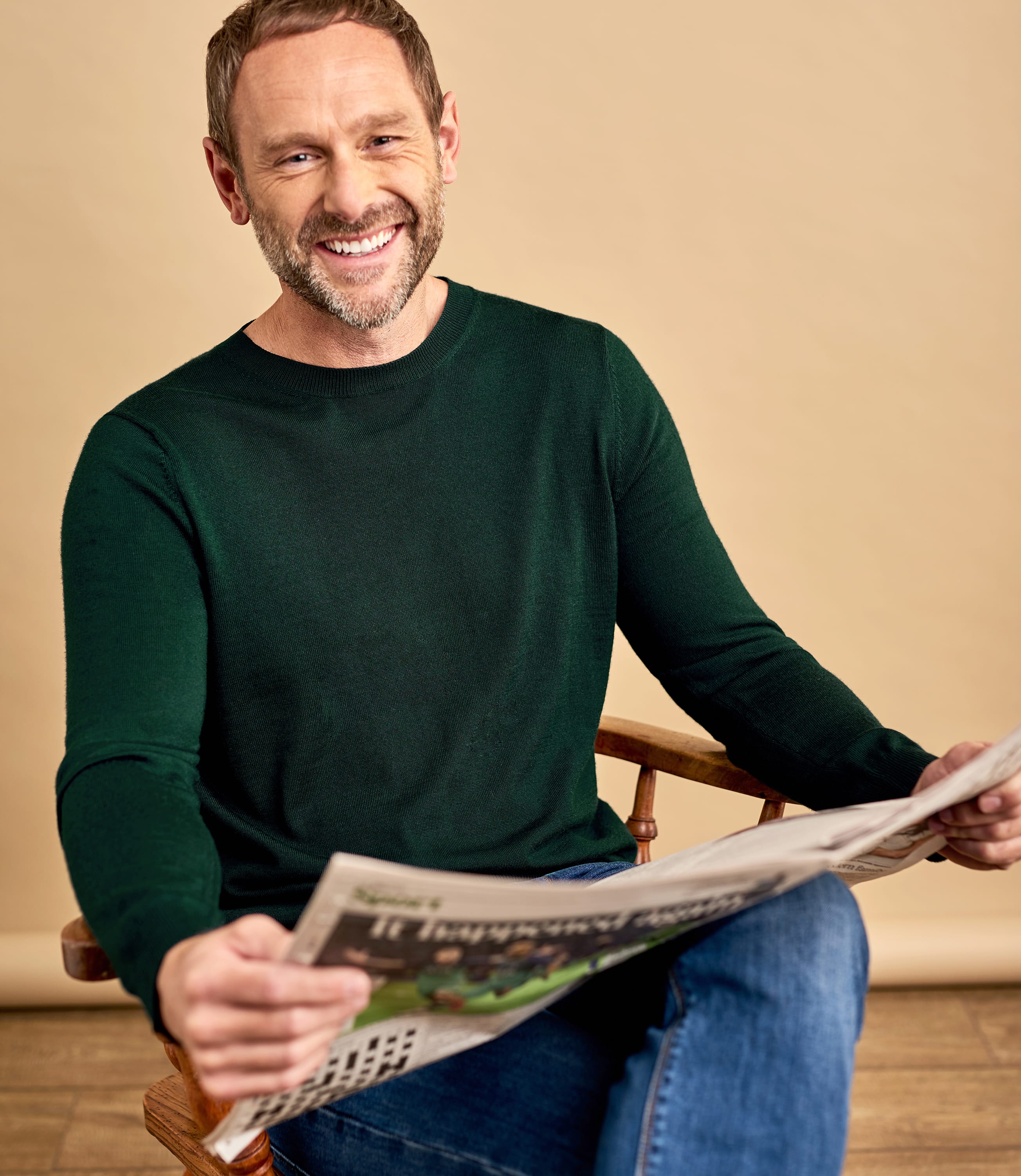 Pull à col rond - Homme - Pur Mérinos L Vert british