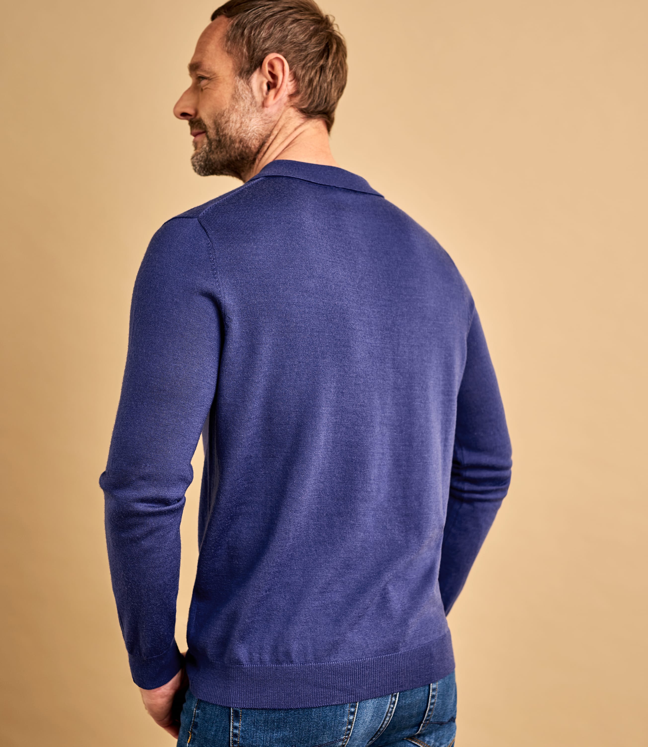 Download Lapis | Mens Luxurious Merino Long Sleeve Polo Shirt ...