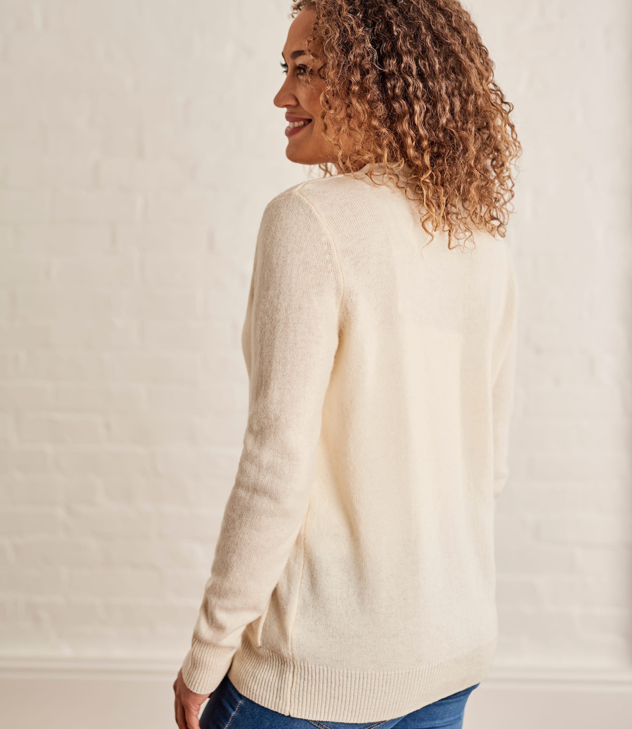 Cream Womens Lambswool V Neck Cardigan WoolOvers AU