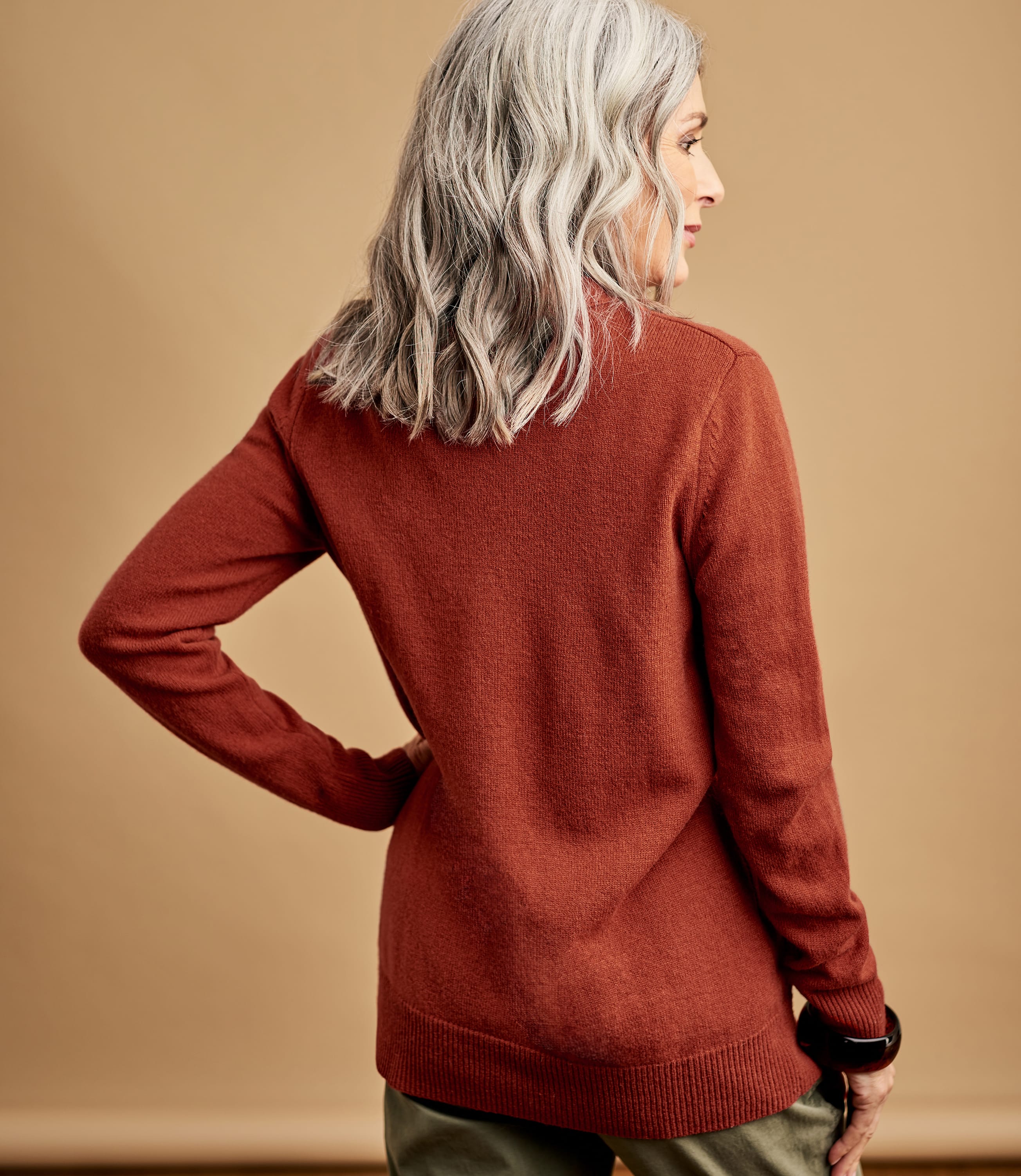 Autumn Leaf Pure Lambswool | Womens Lambswool V Neck Cardigan